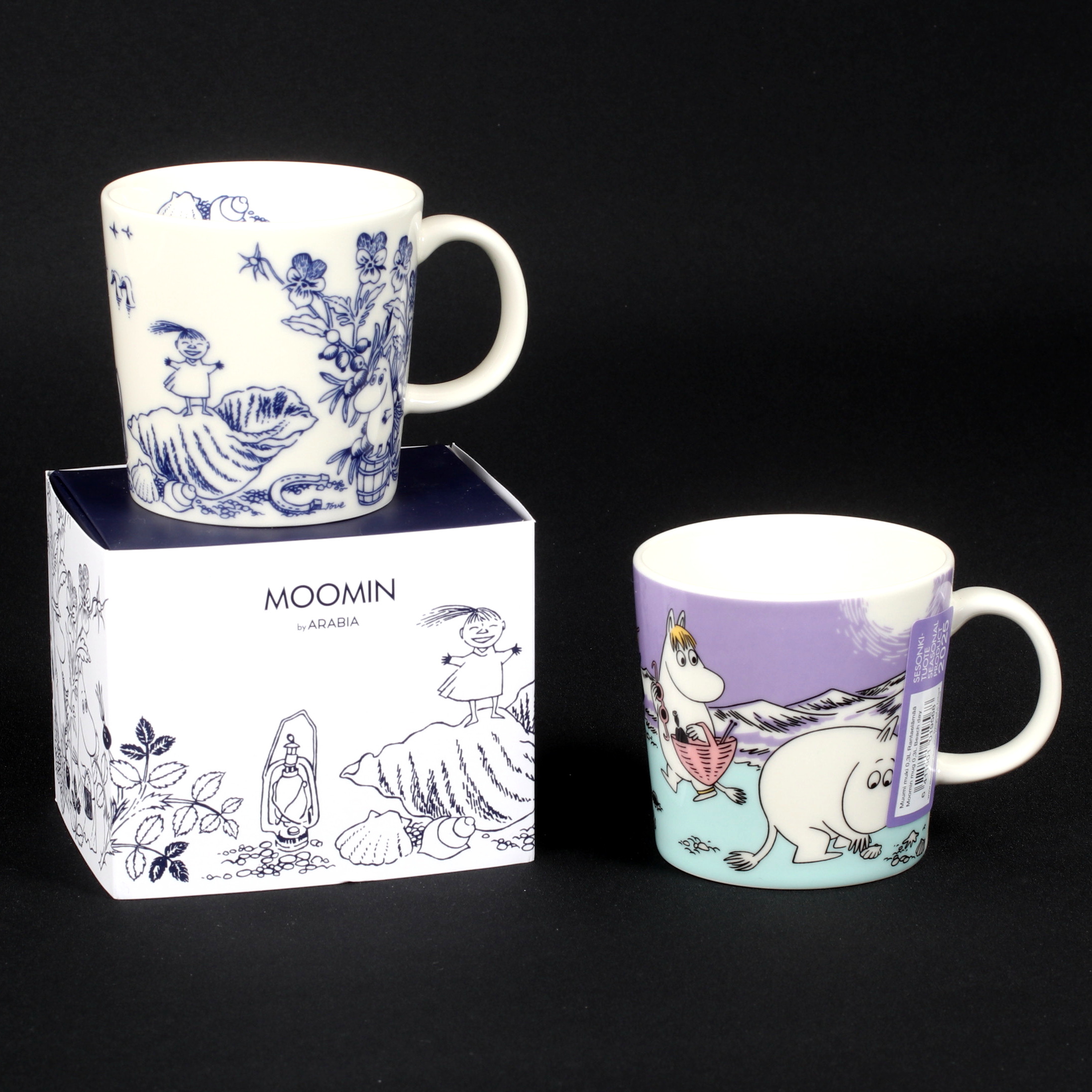 MUMINMUGGAR, 2 st, porslin, bl.a "Havsbris", Arabia, Finland.