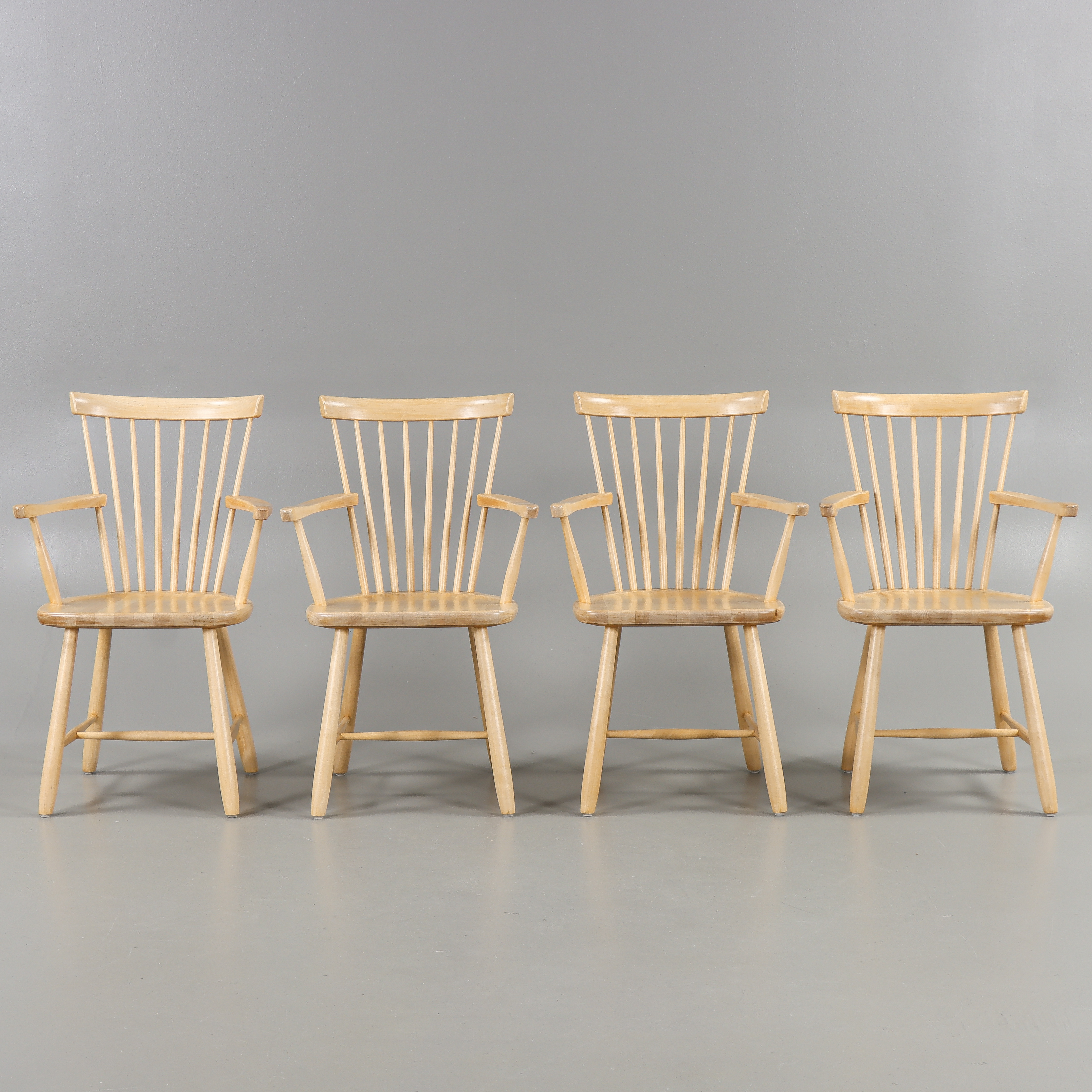 CARL MALMSTEN. Karmstolar 4 stycken "Lilla Åland" björk, Stolab 1992.