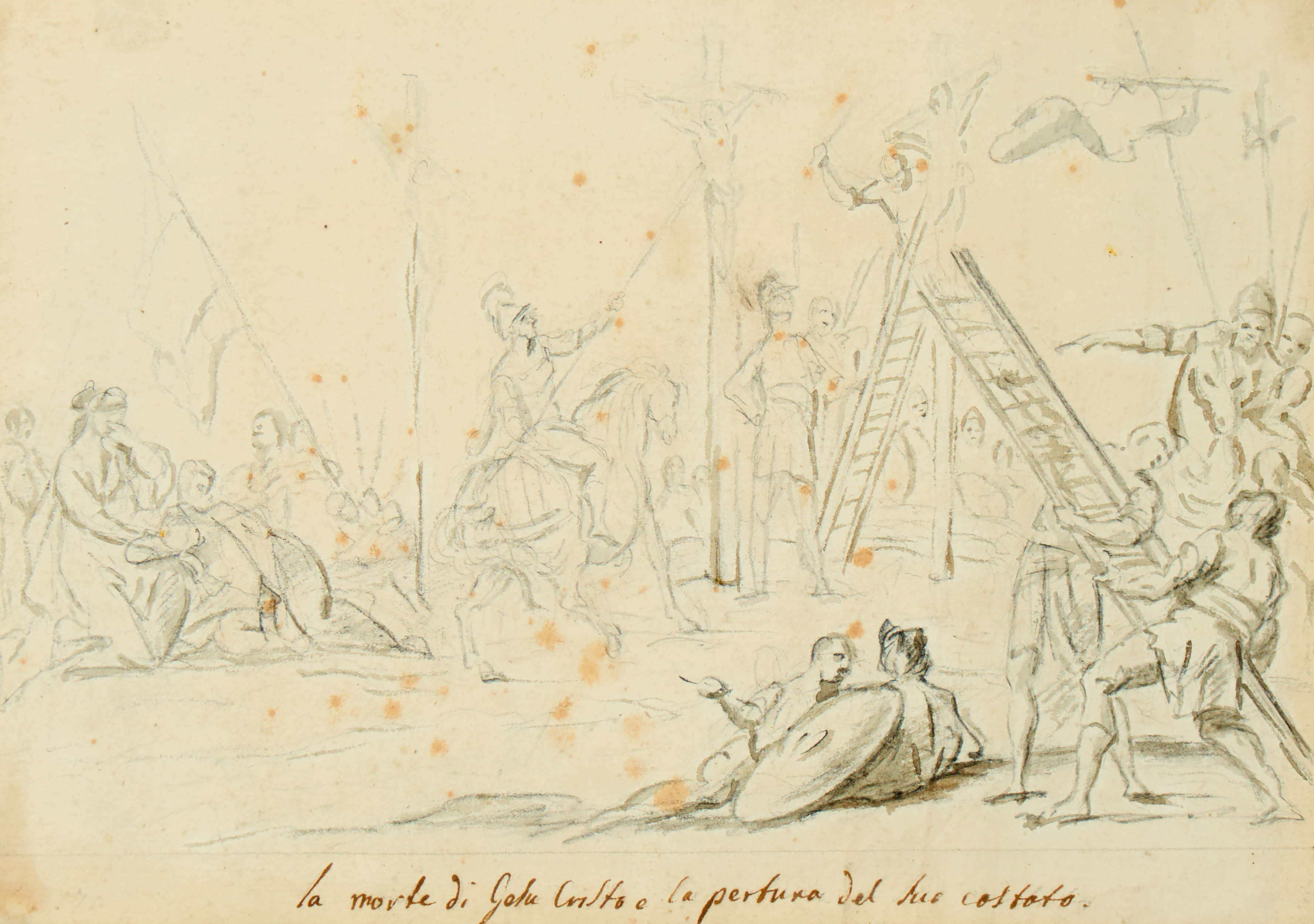 OKÄND KONSTNÄR. Italien ca 1800 "la morte di Gesu...".