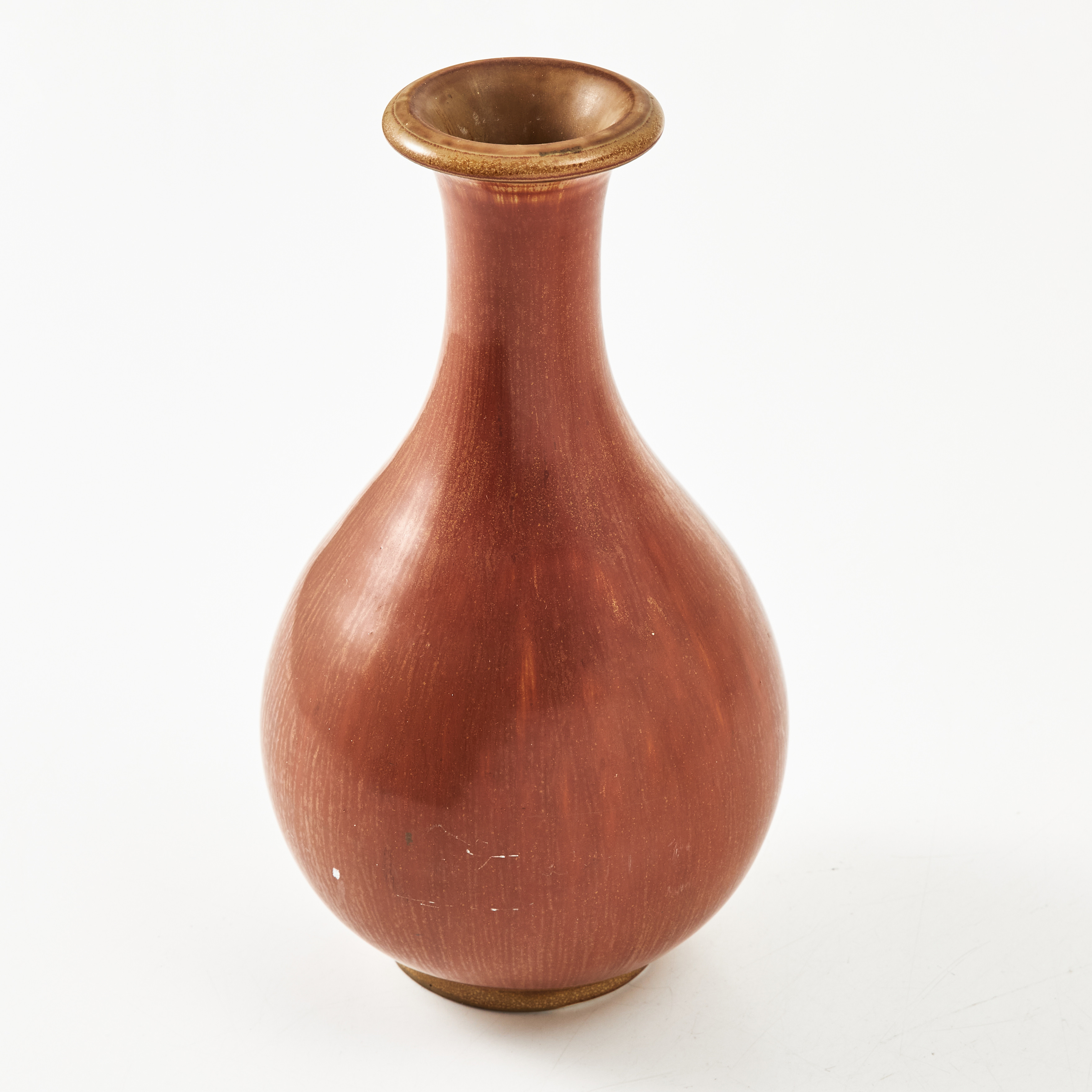 GUNNAR NYLUND. Vas, Rörstrand, stengods, brunglaserad, märkt R Nylund Sverige.