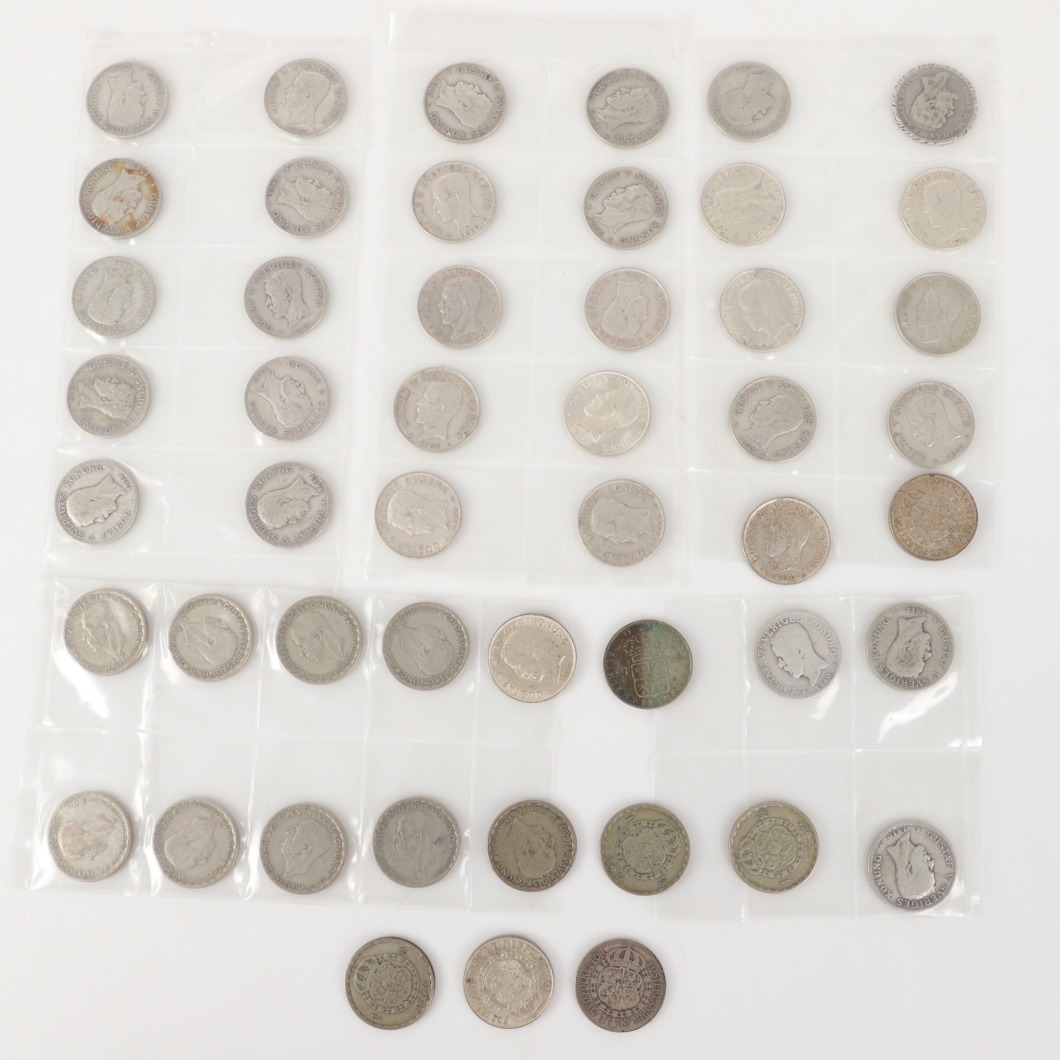 MYNT, 49 stycken, 1 kr, Sverige, 1877-1957.