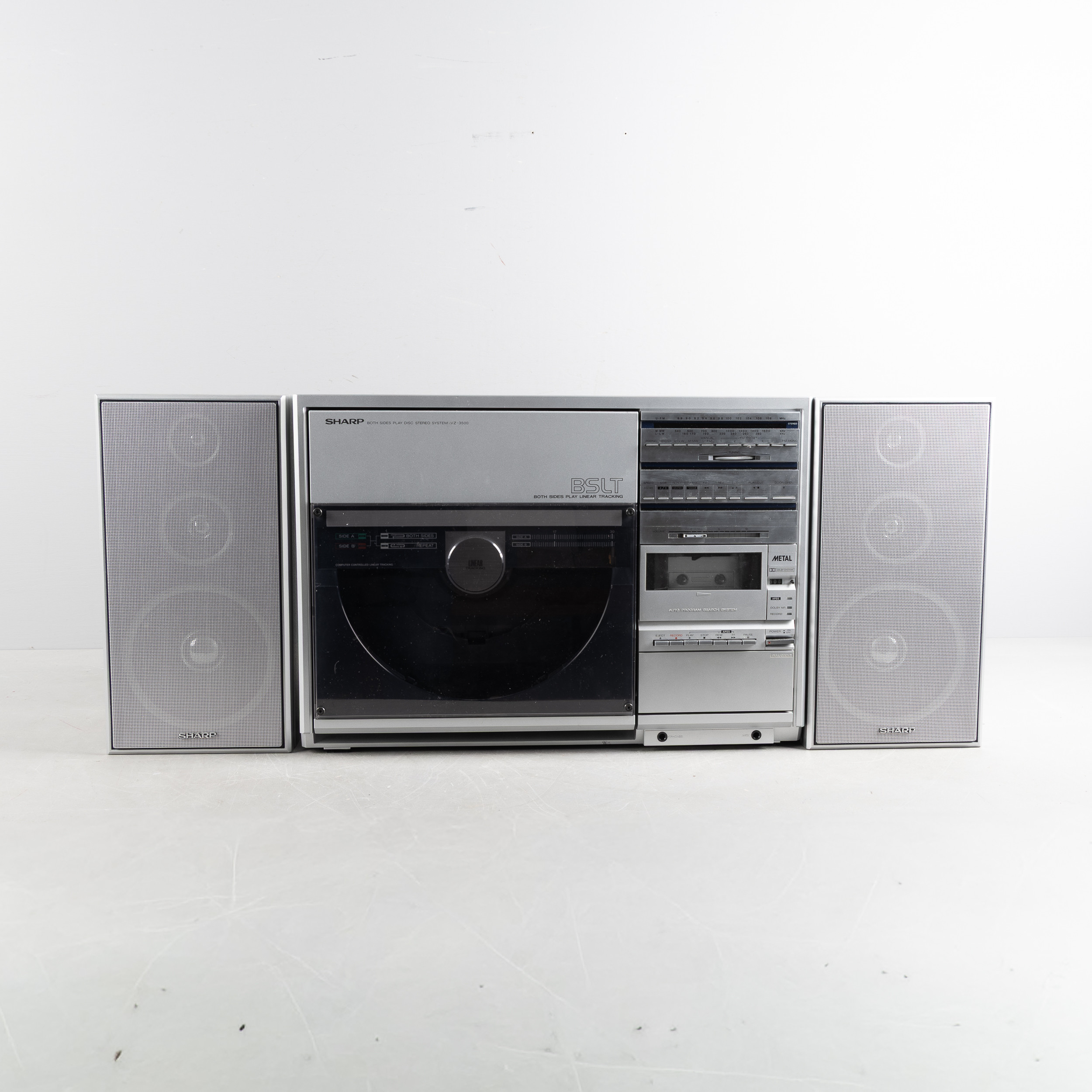 STEREOANLÄGGNING, Sharp stereo VZ-3500, BSLT, vinyl, 2 st högtalare, 1980-tal, manual medföljer.