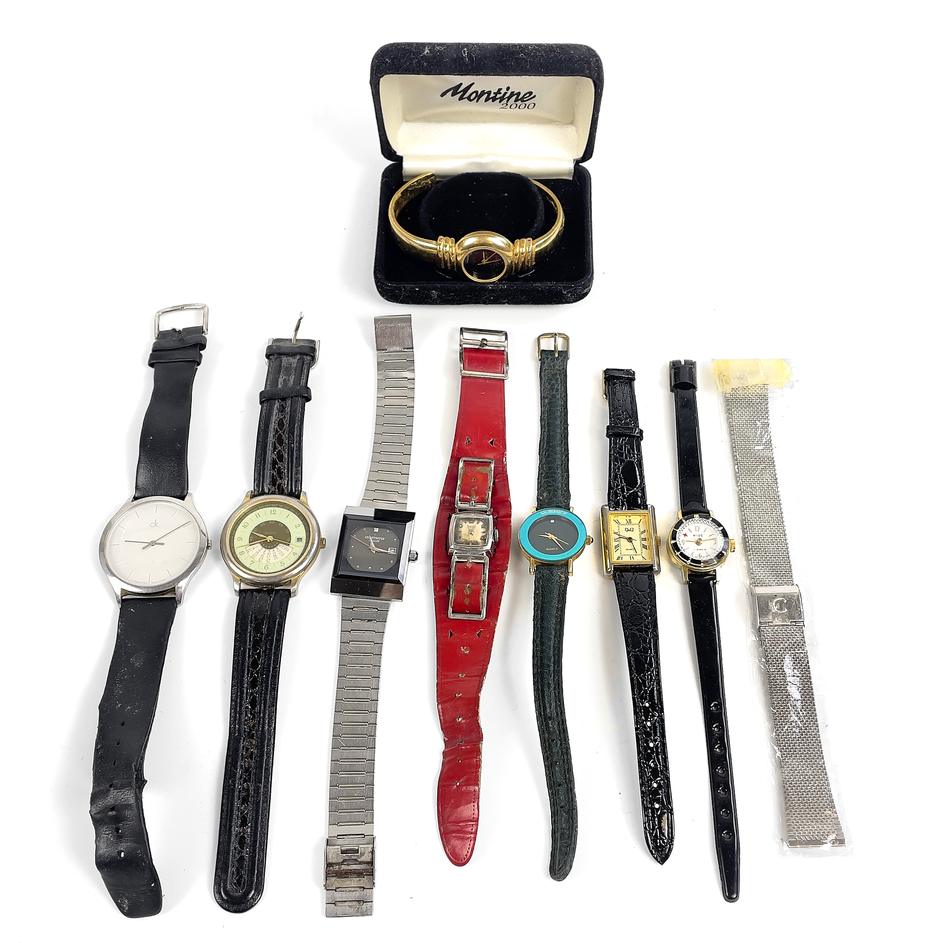 PARTI ARMBANDSUR 8 st samt ett klockarmband, bl a Calvin Klein.