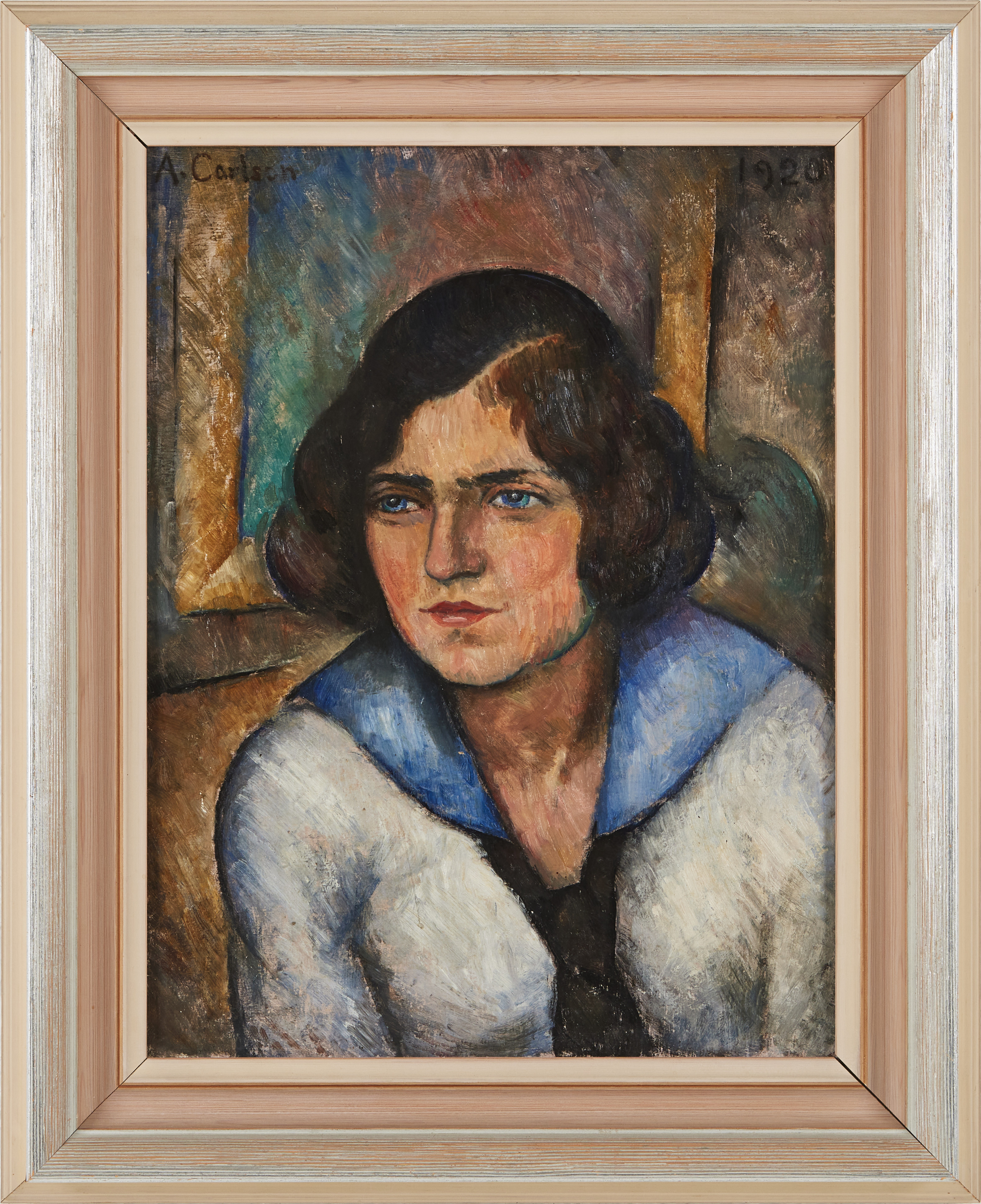 ARVID CARLSON (1895-1962). Flicka i sjömanströja, olja på duk, signerad A Carlson, 1920.