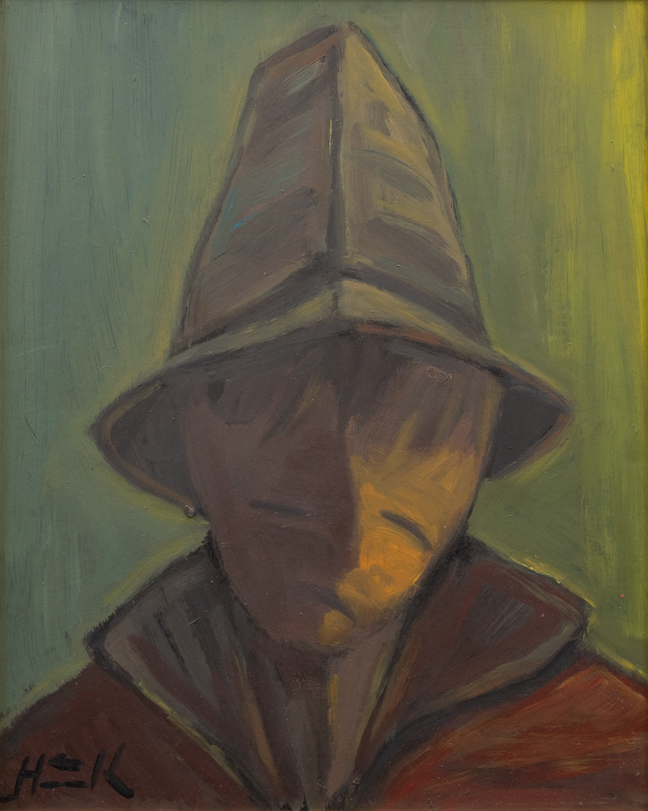 JOHAN HÖÖK (1913-1987). Man i hatt, olja på pannå, signerad.