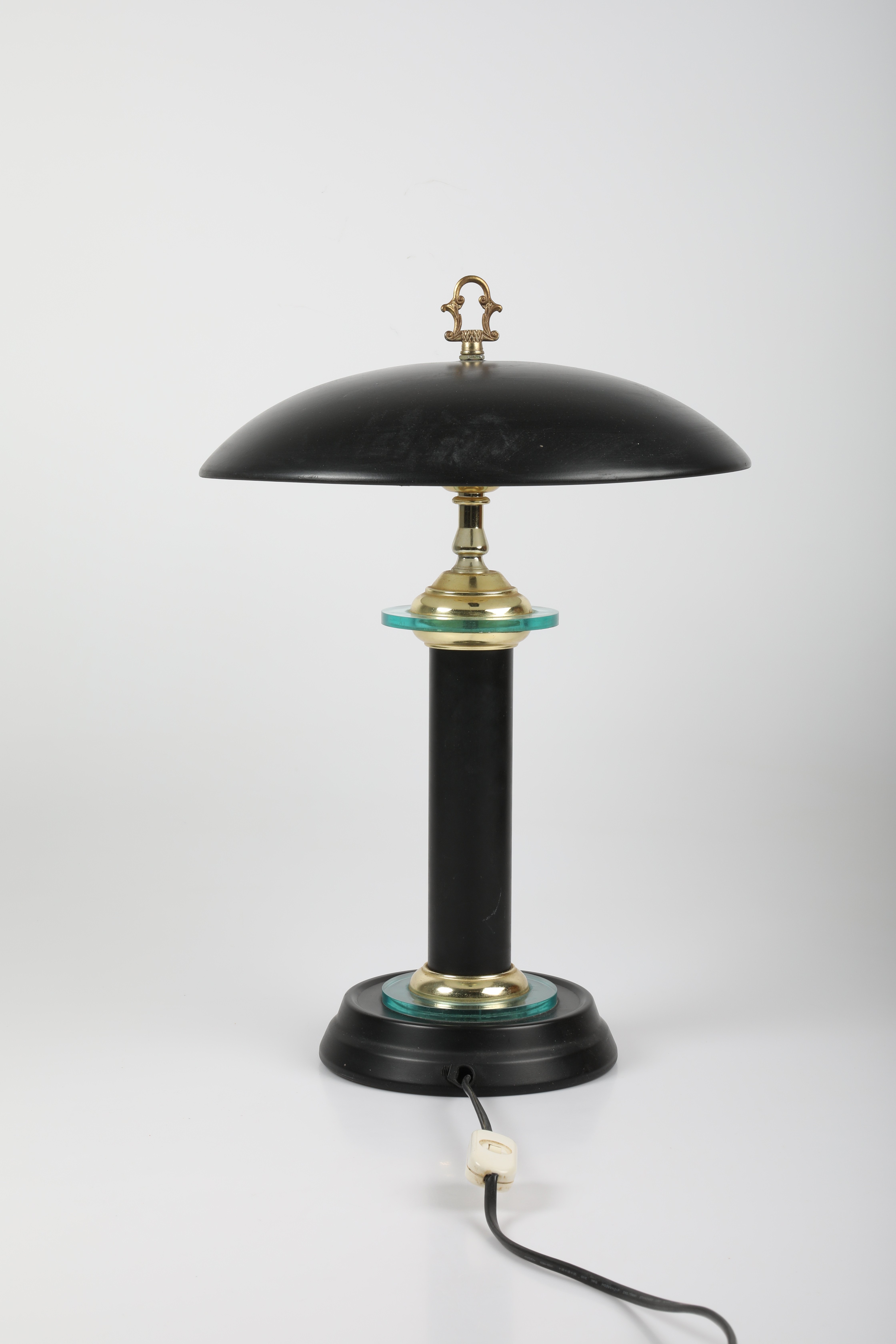 BORDSLAMPA, glas/metall, 1900-tal.