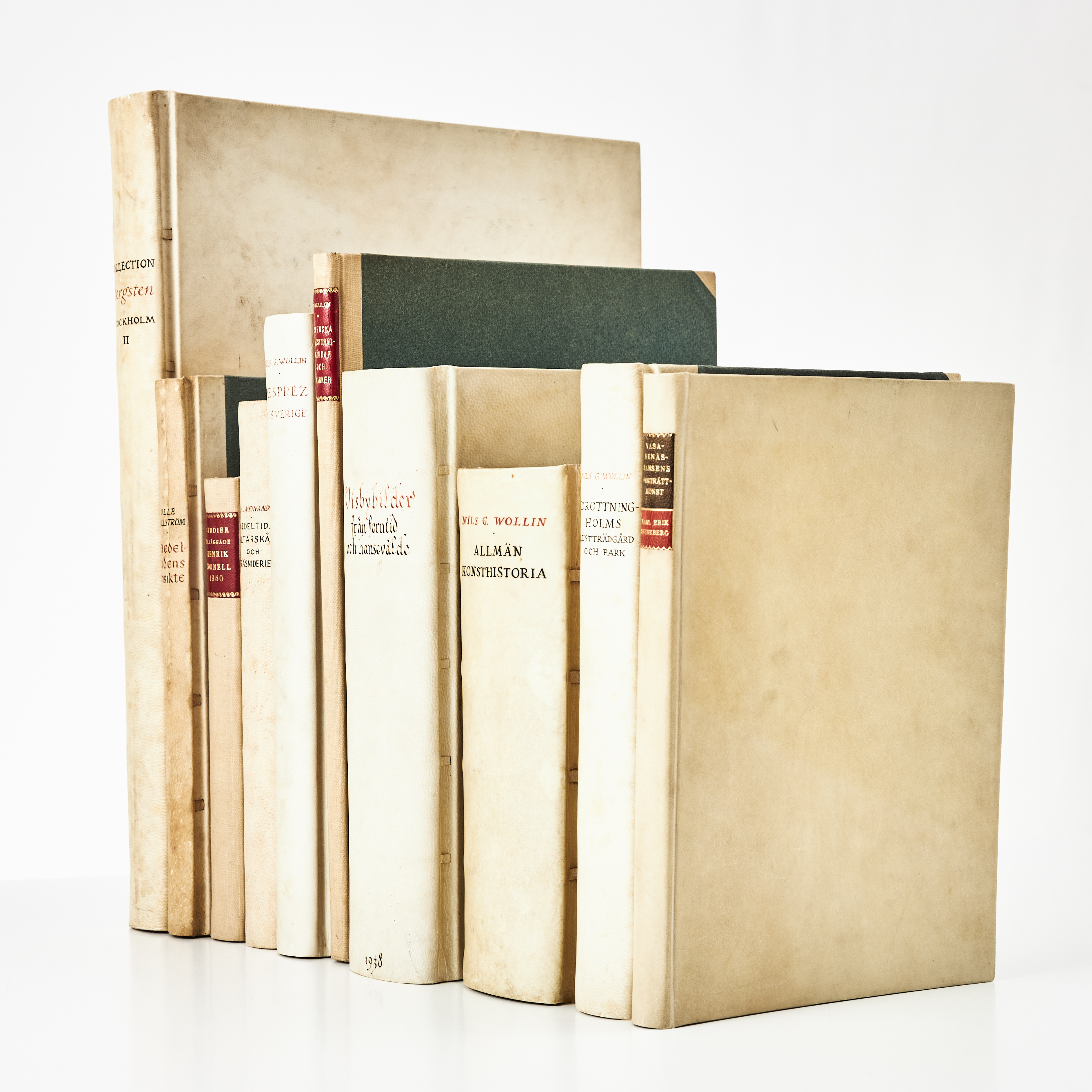 SAMLING BÖCKER, KONST, TRÄDGÅRDAR, PROVENIENS CRONSTEDT, 10 VOLYMER.