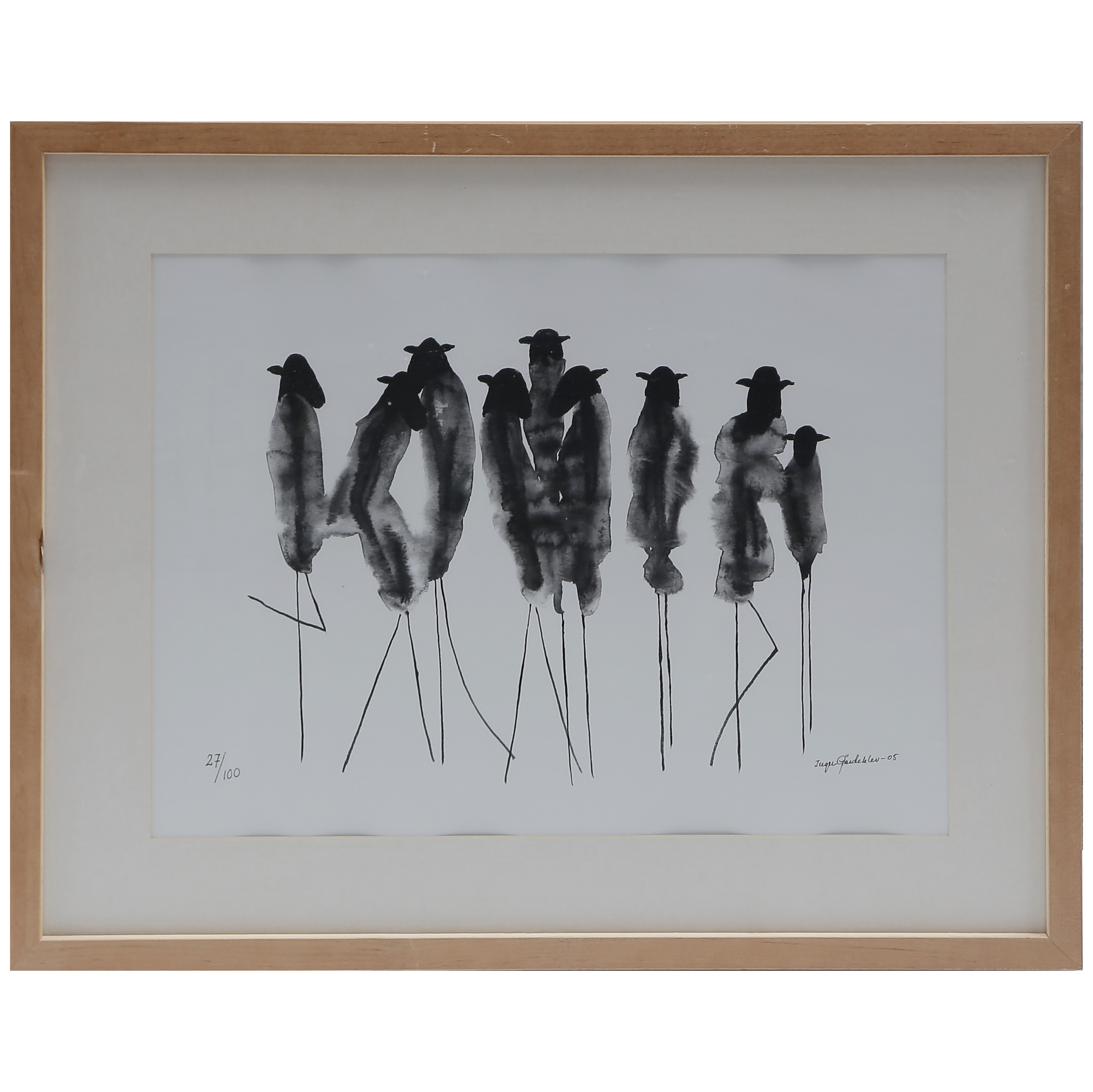 INGER GÄRDEKLEV "FÅR" LITOGRAFI 27/100, SIGNERAD, DATERAD 05, INGLASAD.