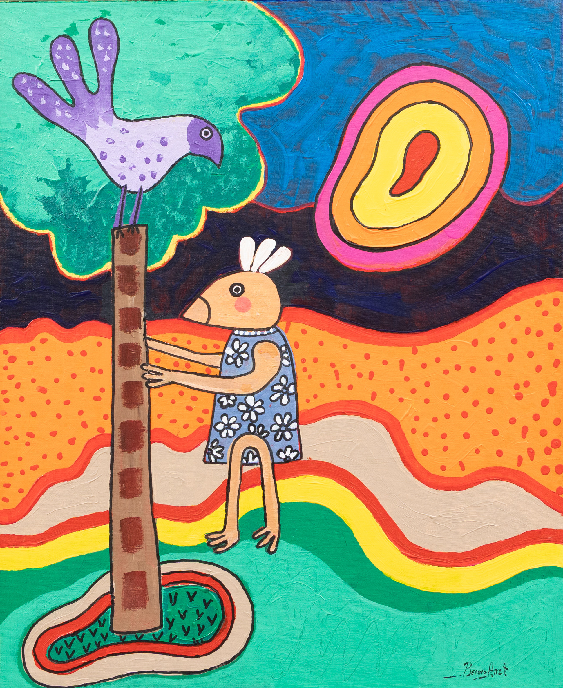 BENNO ARZT. "Trädkramaren", akryl. på duk, signerad.