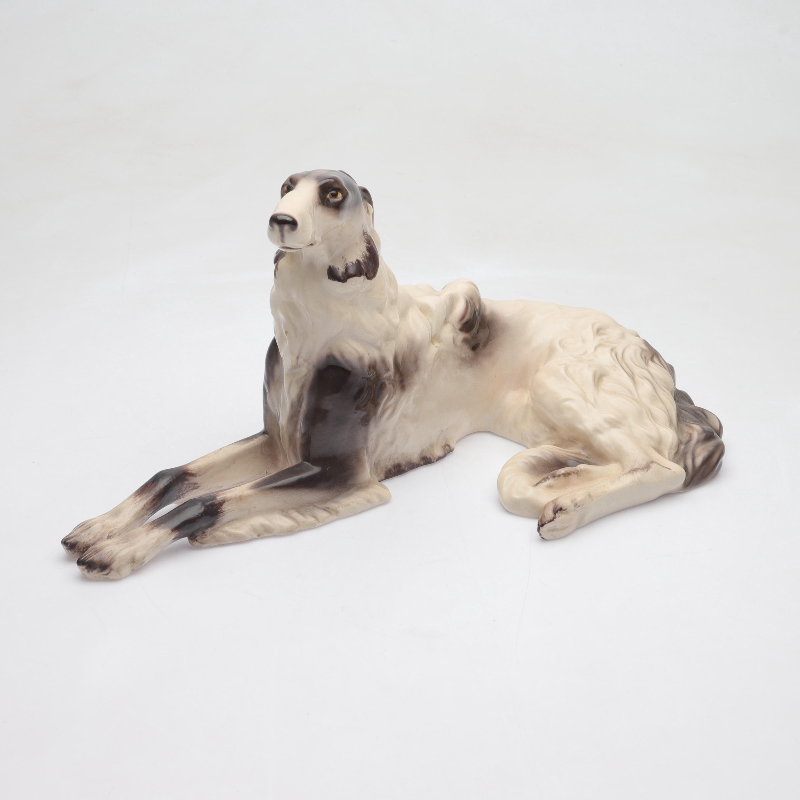 FIGURIN," Borzoi/ Rysk Vinthund", keramik, Steffl Keramik, Wien, Österrike, 1900-talets första hälft.