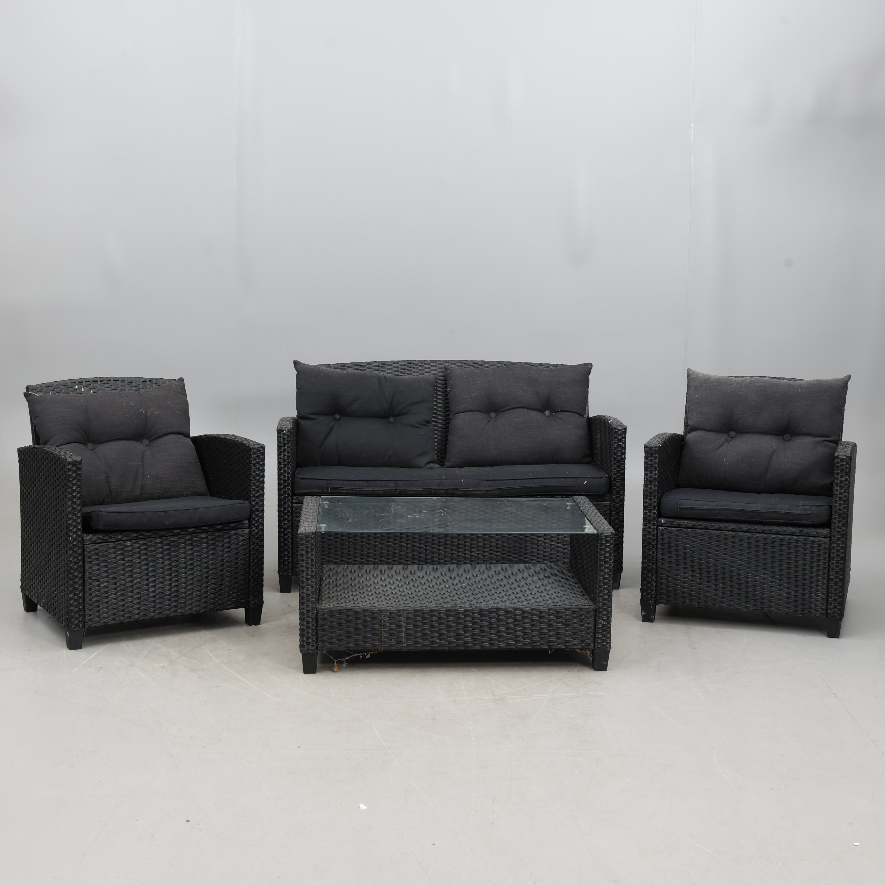 TRÄDGÅRDSGRUPP, 4 delar, metall/plast.