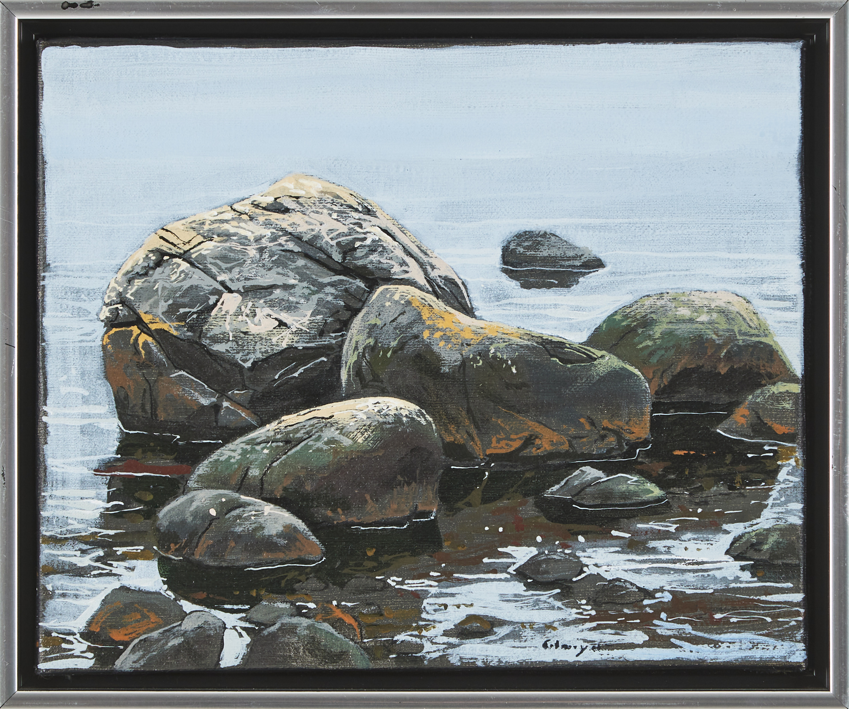 GÖSTA CALMEYER. Stenar i havskant, olja på duk, signerad.