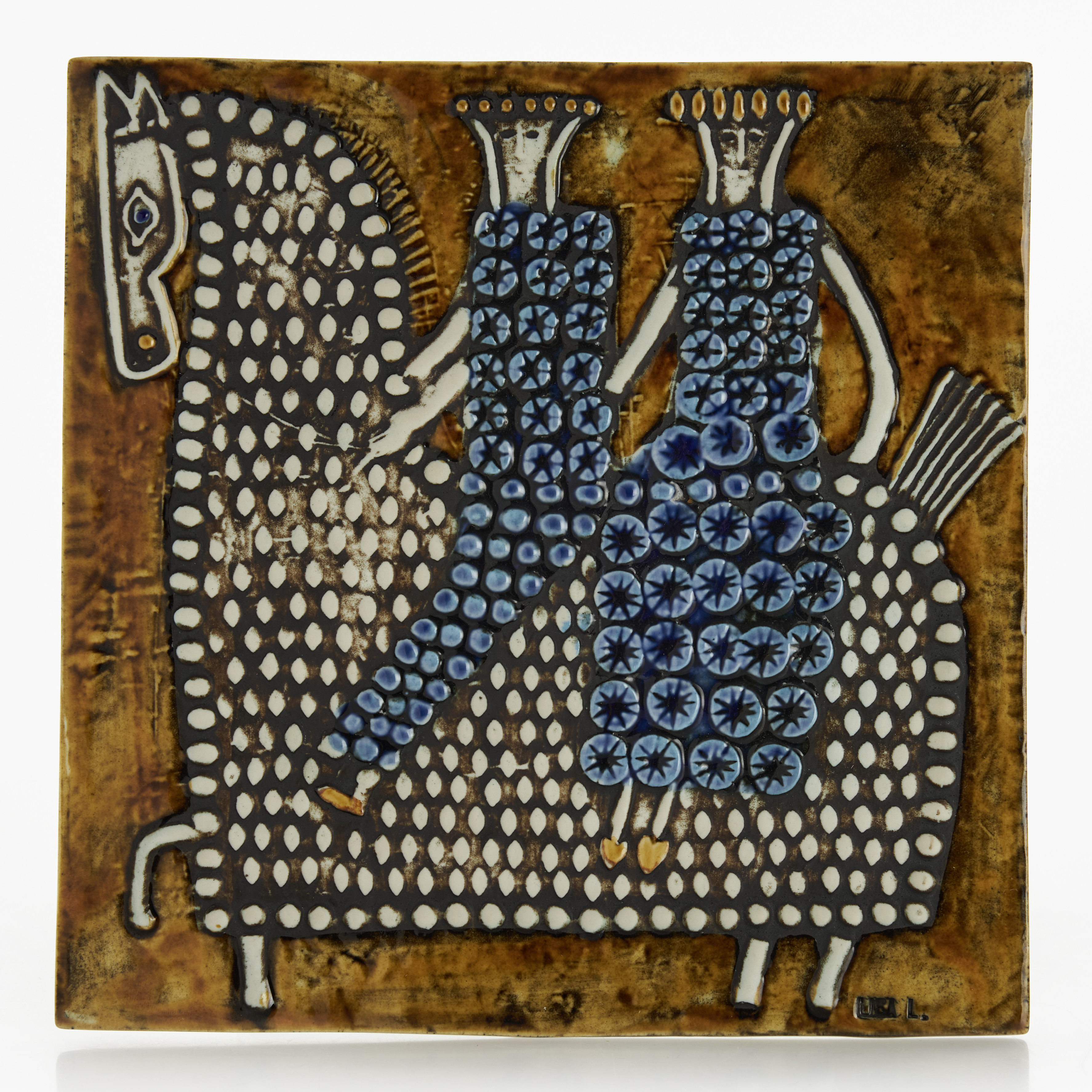 LISA LARSON. Väggplakett, "Ryttare" ur serien Unik, Gustavsberg, stengods.