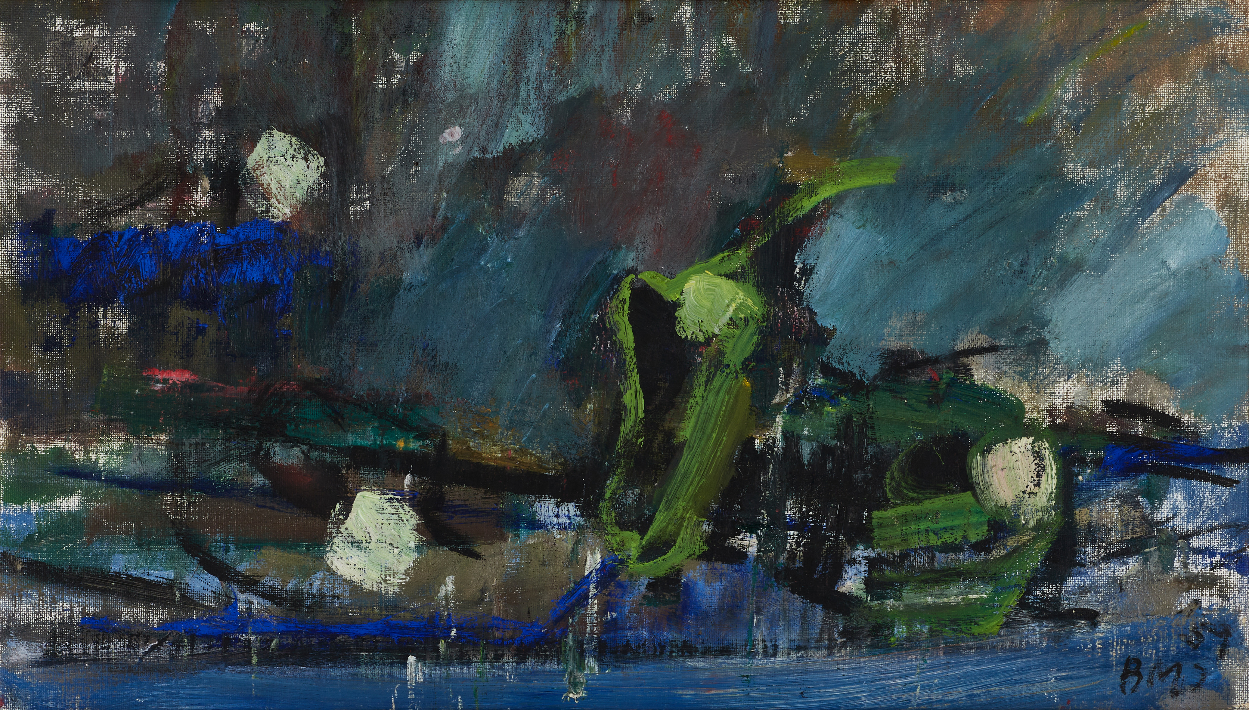 BRITT-MARIE JACOBSSON (Göteborg 1918-1992 Stockholm), Komposition, monogramsignerad och daterad BMJ 59, olja på duk.