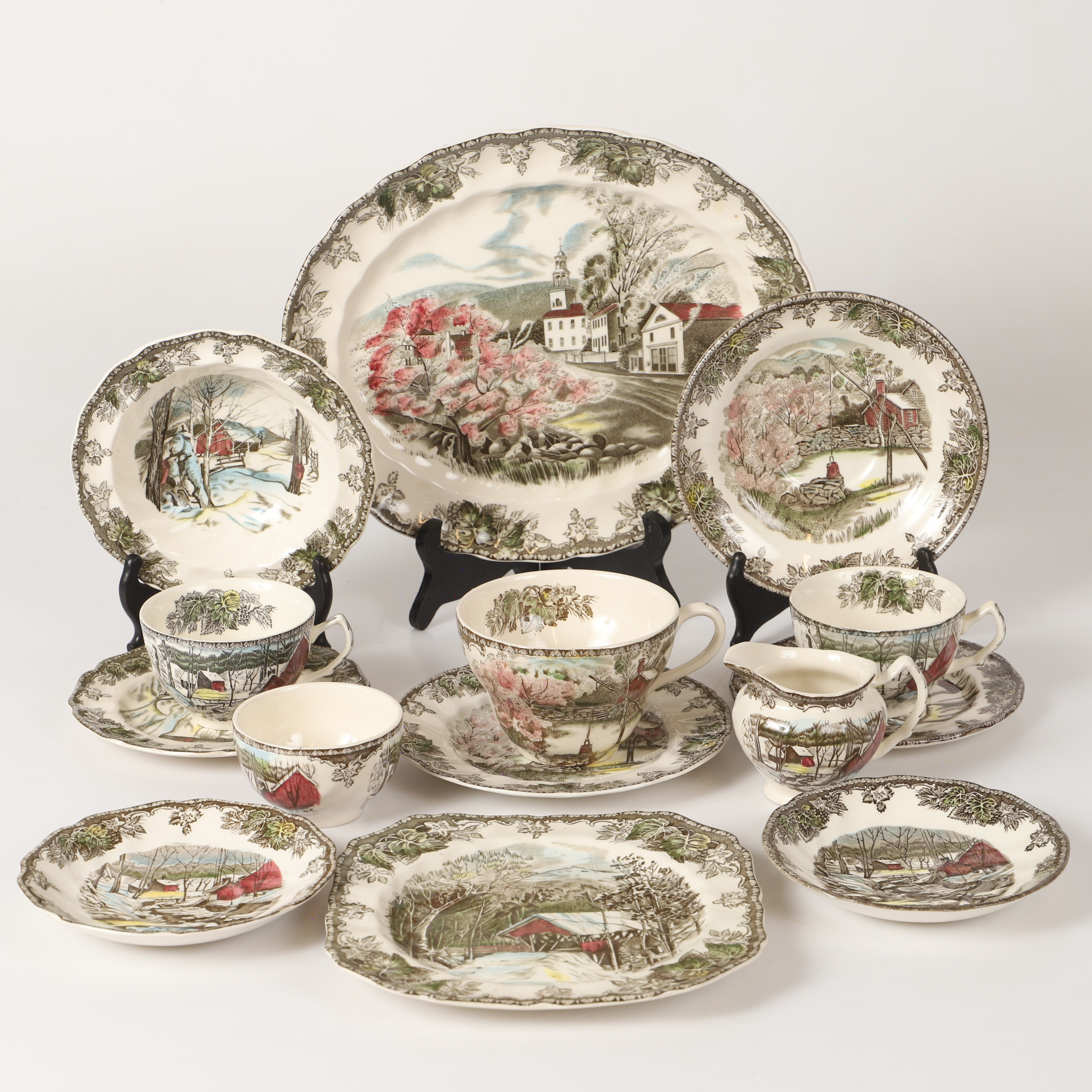 FRUKOSTSERVIS, 55 delar, "The Friendly Village", porslin, Johnson Bros., England.