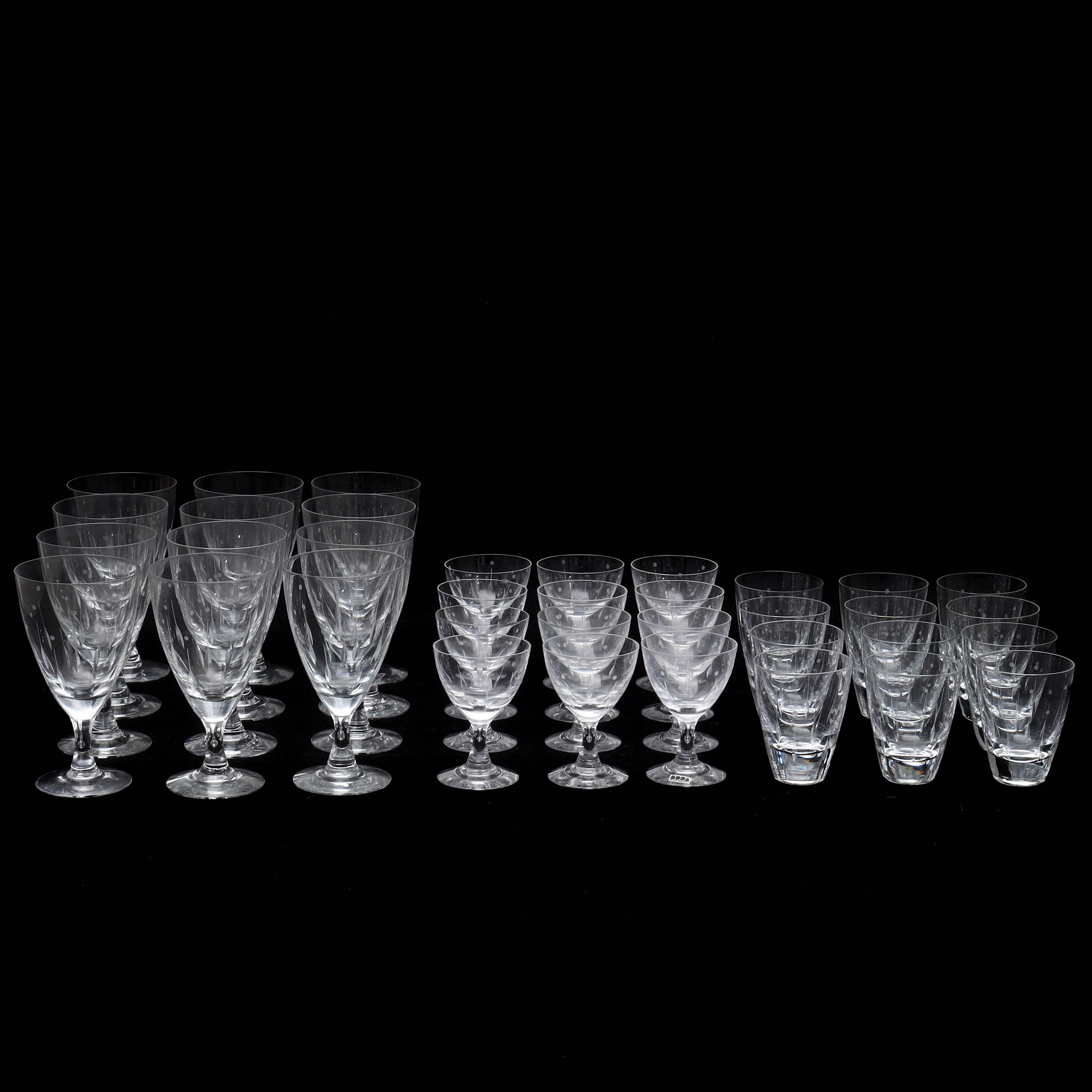 GLASSERVIS, 36 delar, kristall med slipad dekor, Boda, 1900-talets första hälft.