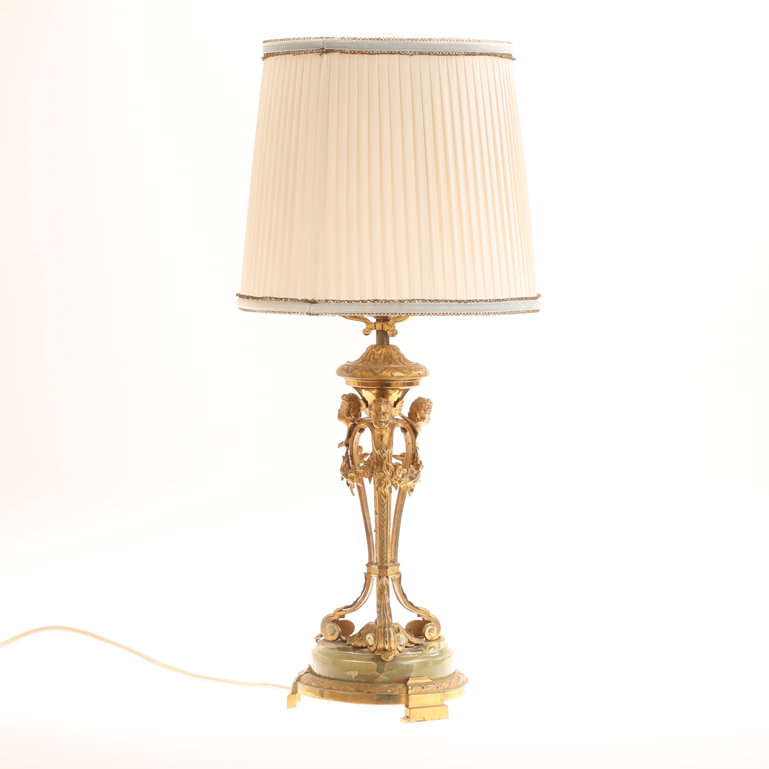 BORDSLAMPA, mässing och onyx, 1800-tal.