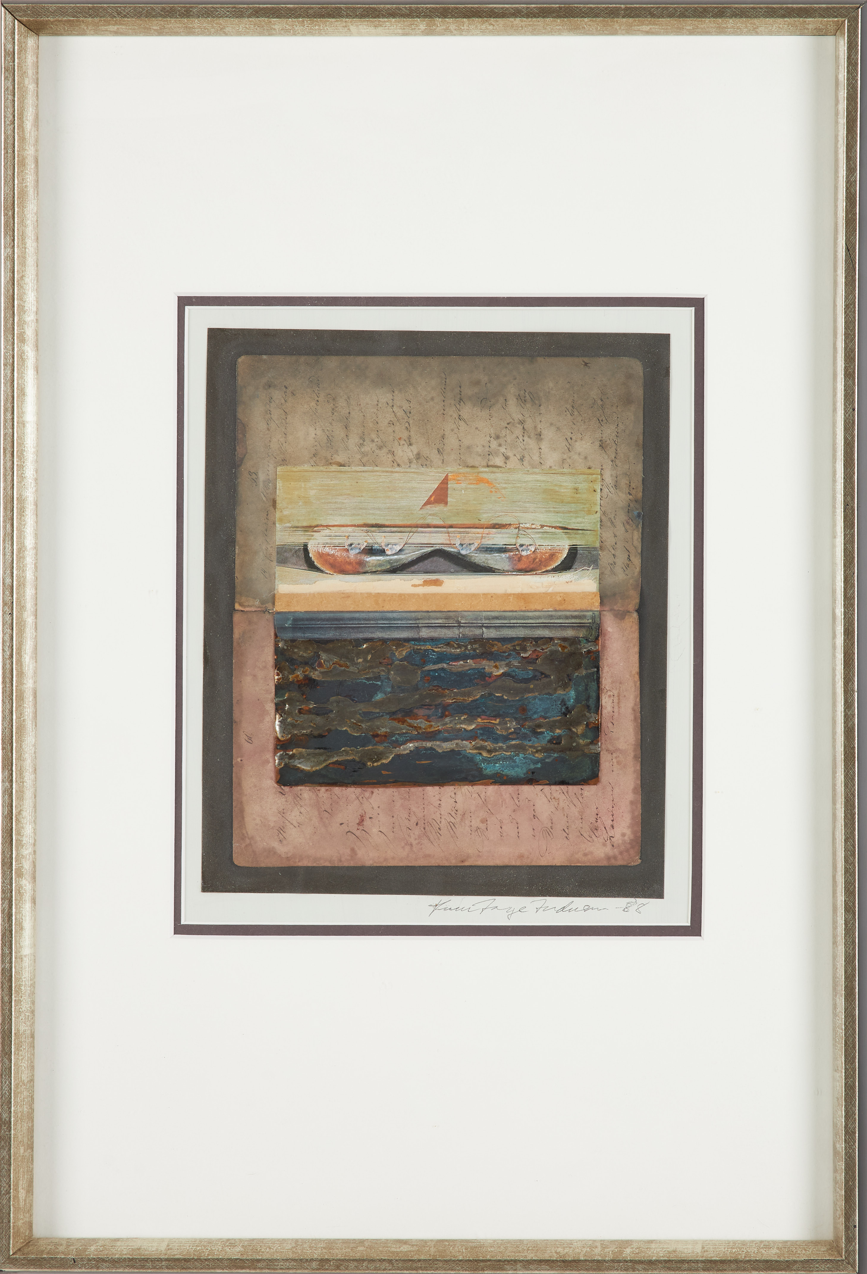 FINN AAGE ANDERSEN (1937-2018 Norge) "Minne fra havet", collage, signerad, daterad 1988.