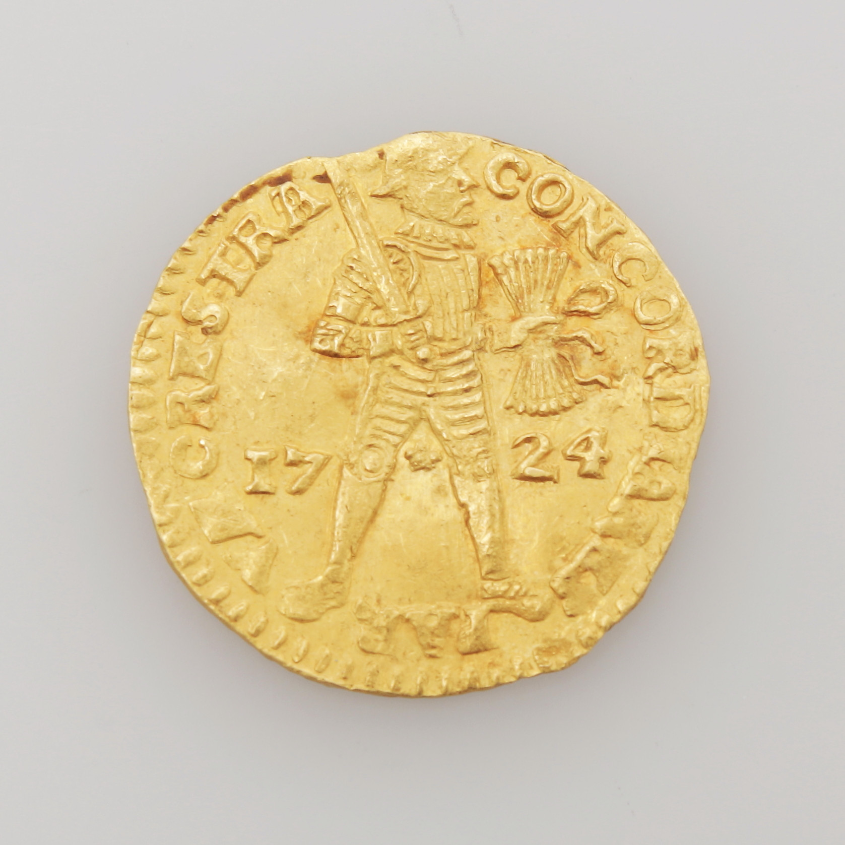 GULDDUKAT, från vraket Akerendam, Nederländerna, 1724.