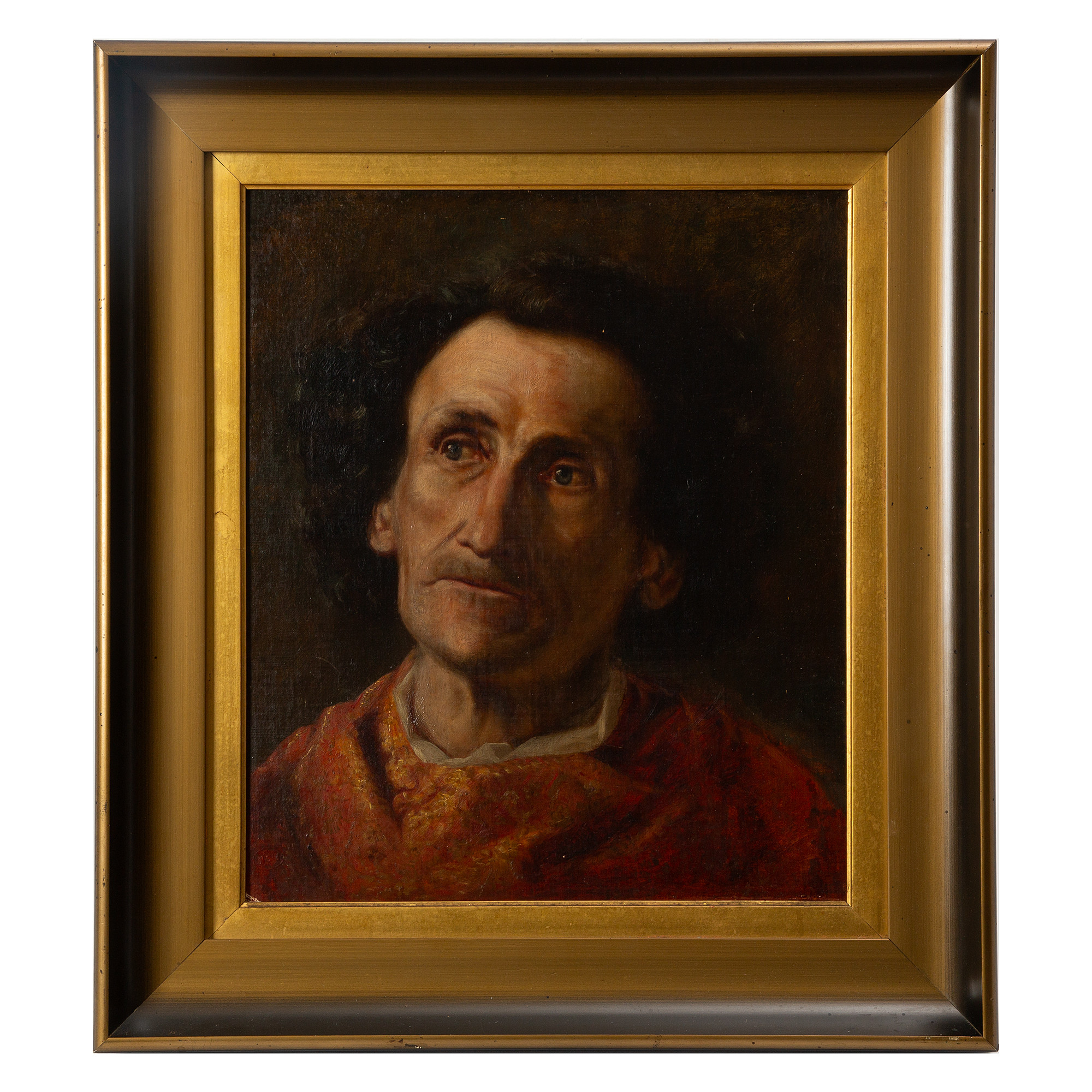 OKÄND KONSTNÄR. Mansporträtt, olja på duk uppfodrad på pannå.