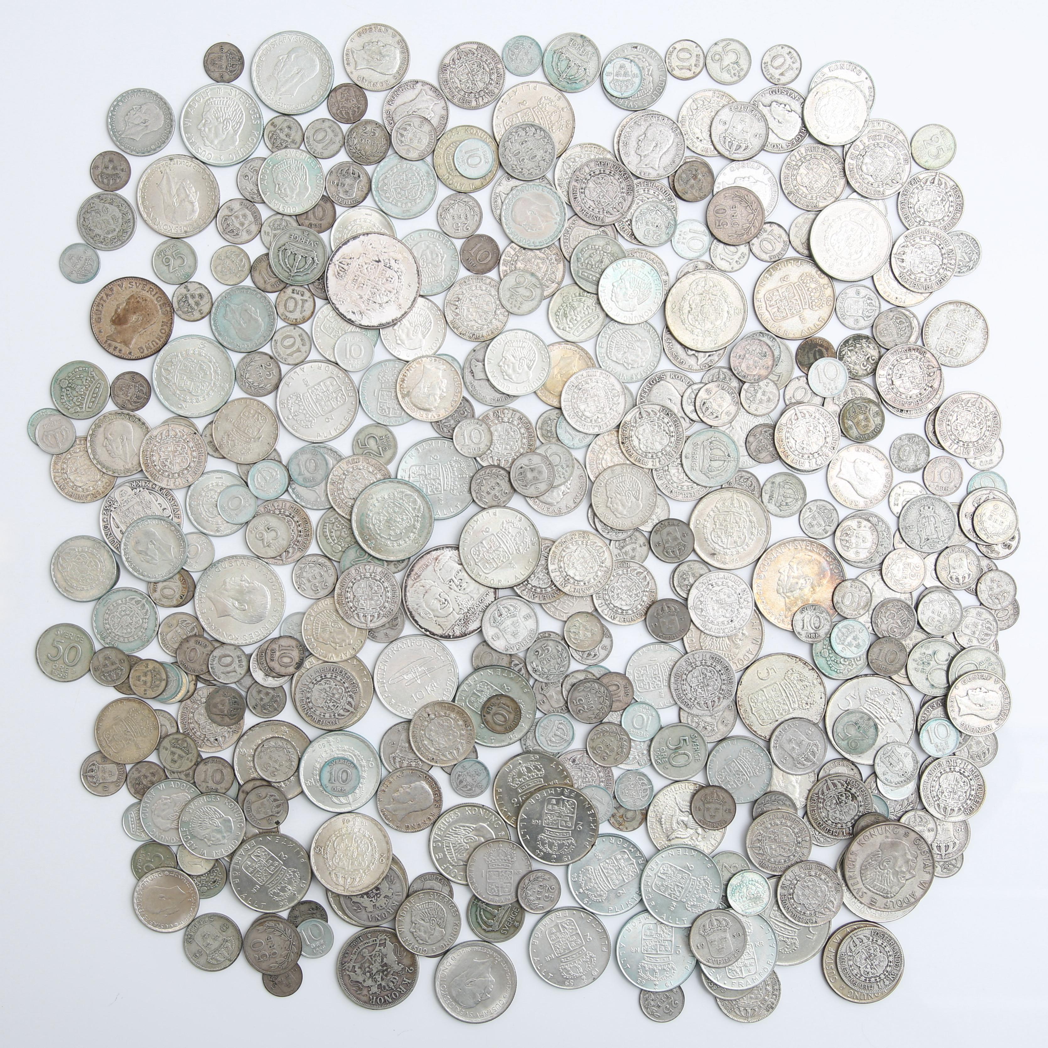 SILVERMYNT, 406 st, finvikt 1132 gram, Sverige, 1800/1900-tal.