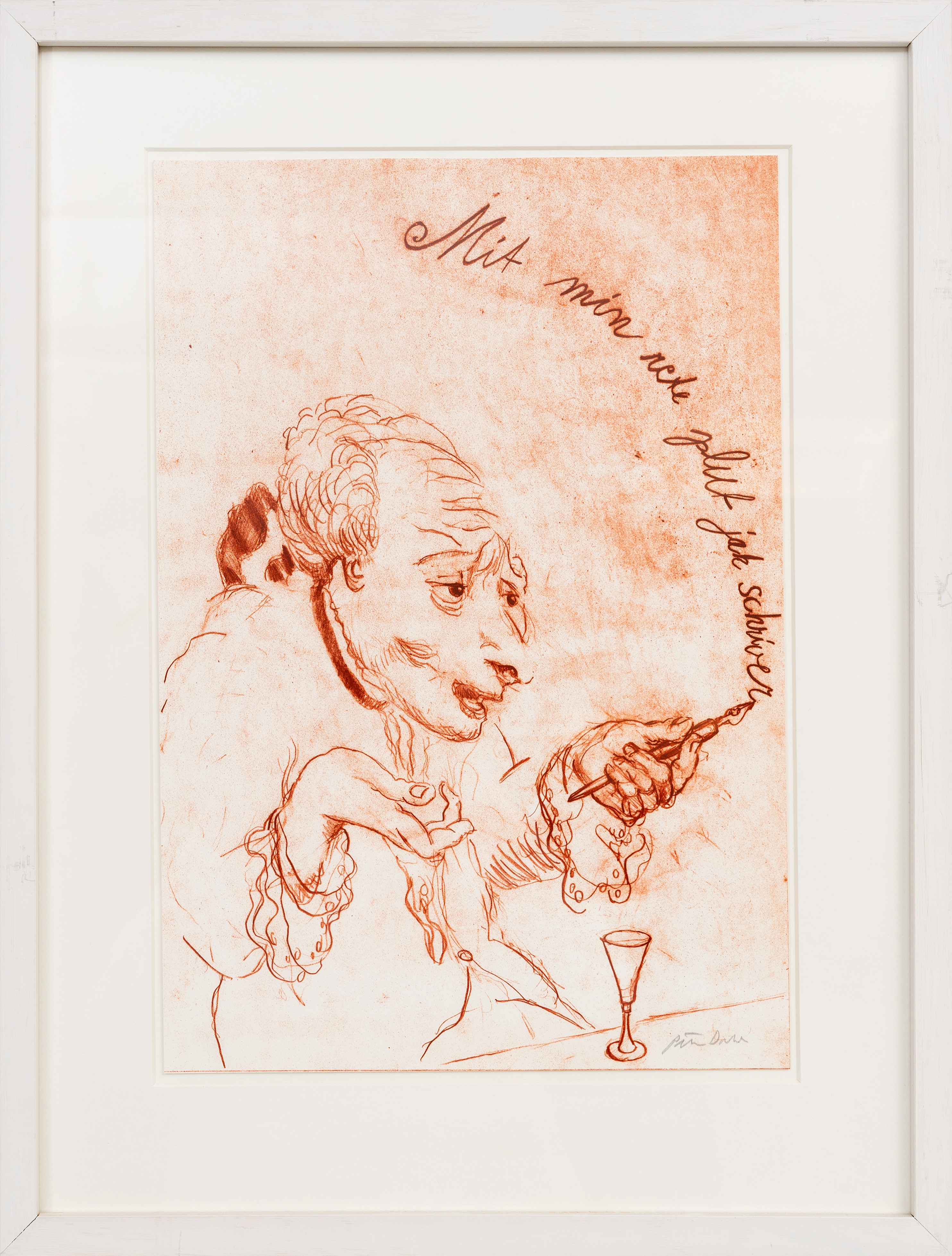 PETER DAHL. "Angående Jergen som förskrev sig till Fan", färglitografi, ur Fredmans epistlar no. 73, signerad.