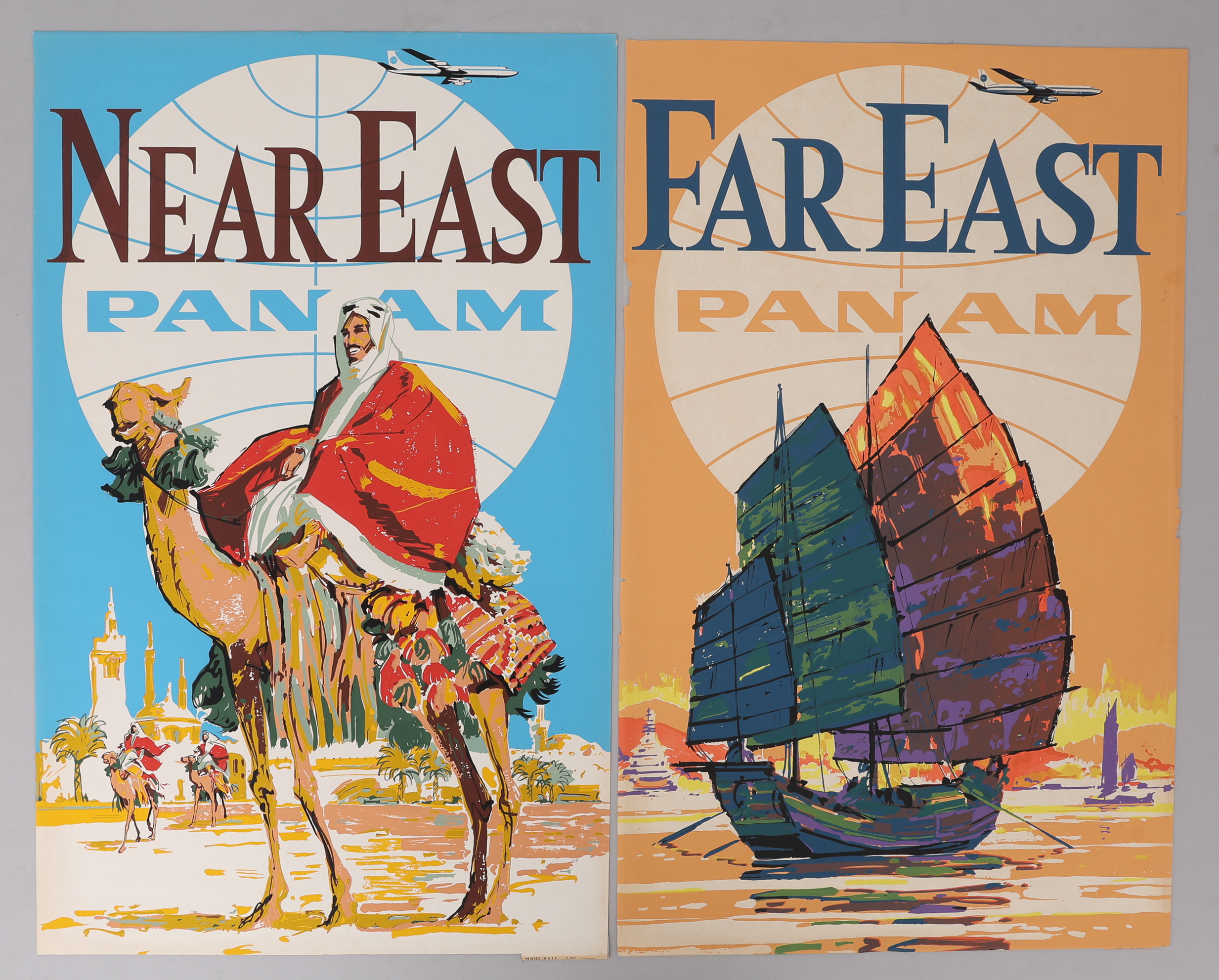 TVÅ AFFISCHER, PAN AM "NEAR EAST" OCH "FAR EAST", 1960.