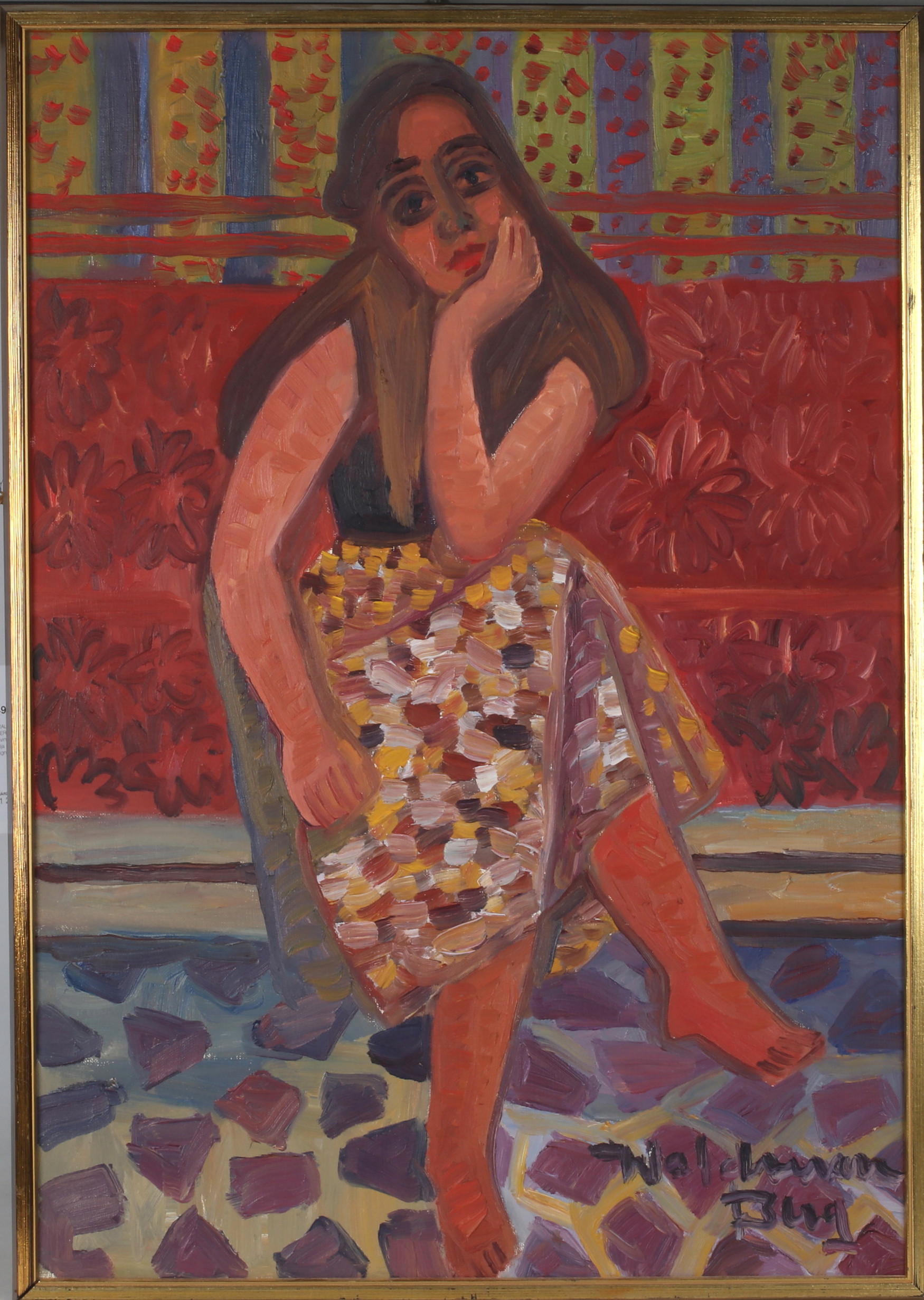 WALDEMAR BERG. Kvinnostudie, olja på duk, signerad.