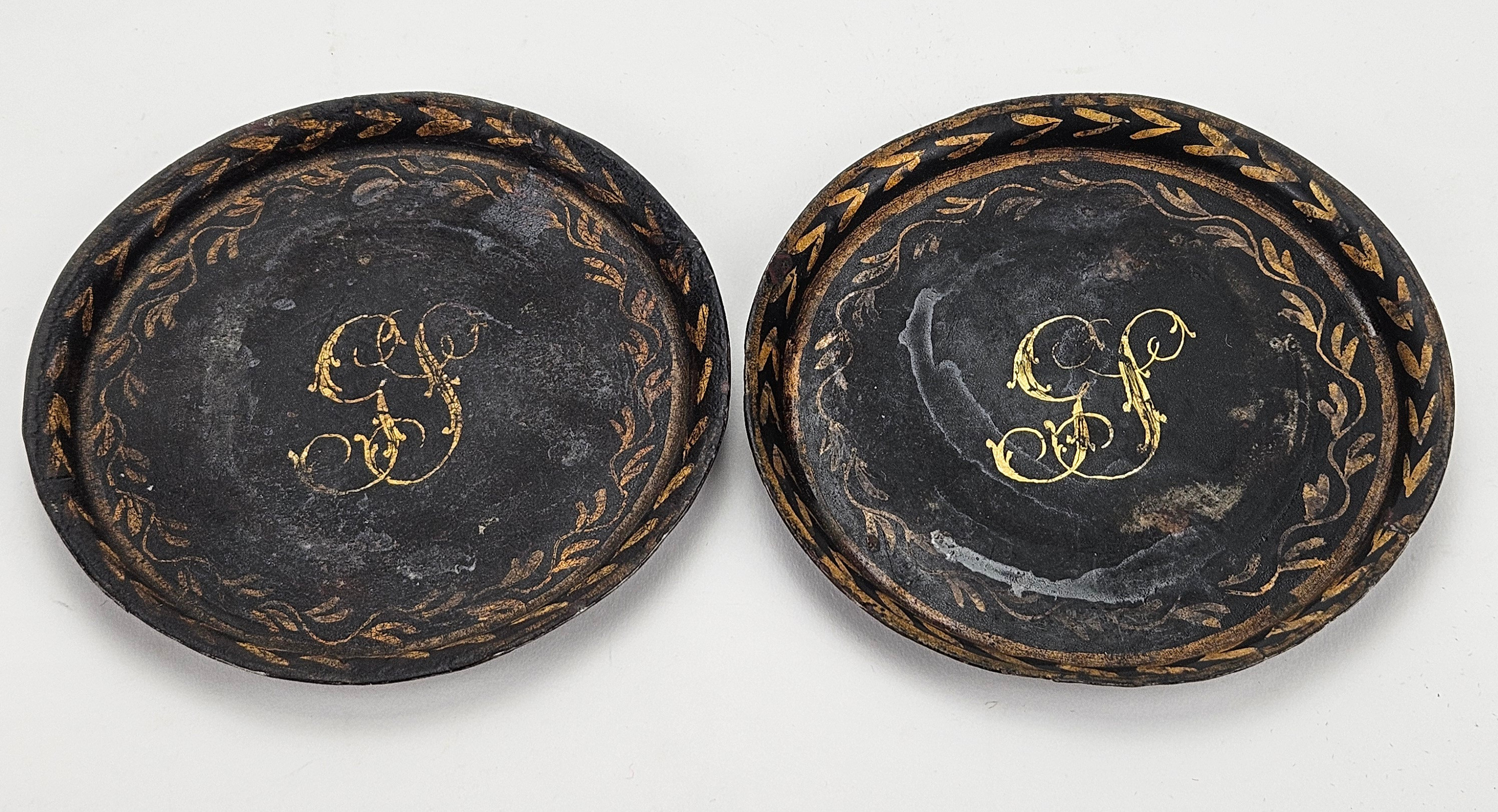 COASTER, ett par, plåt, empir, 1800-tal.