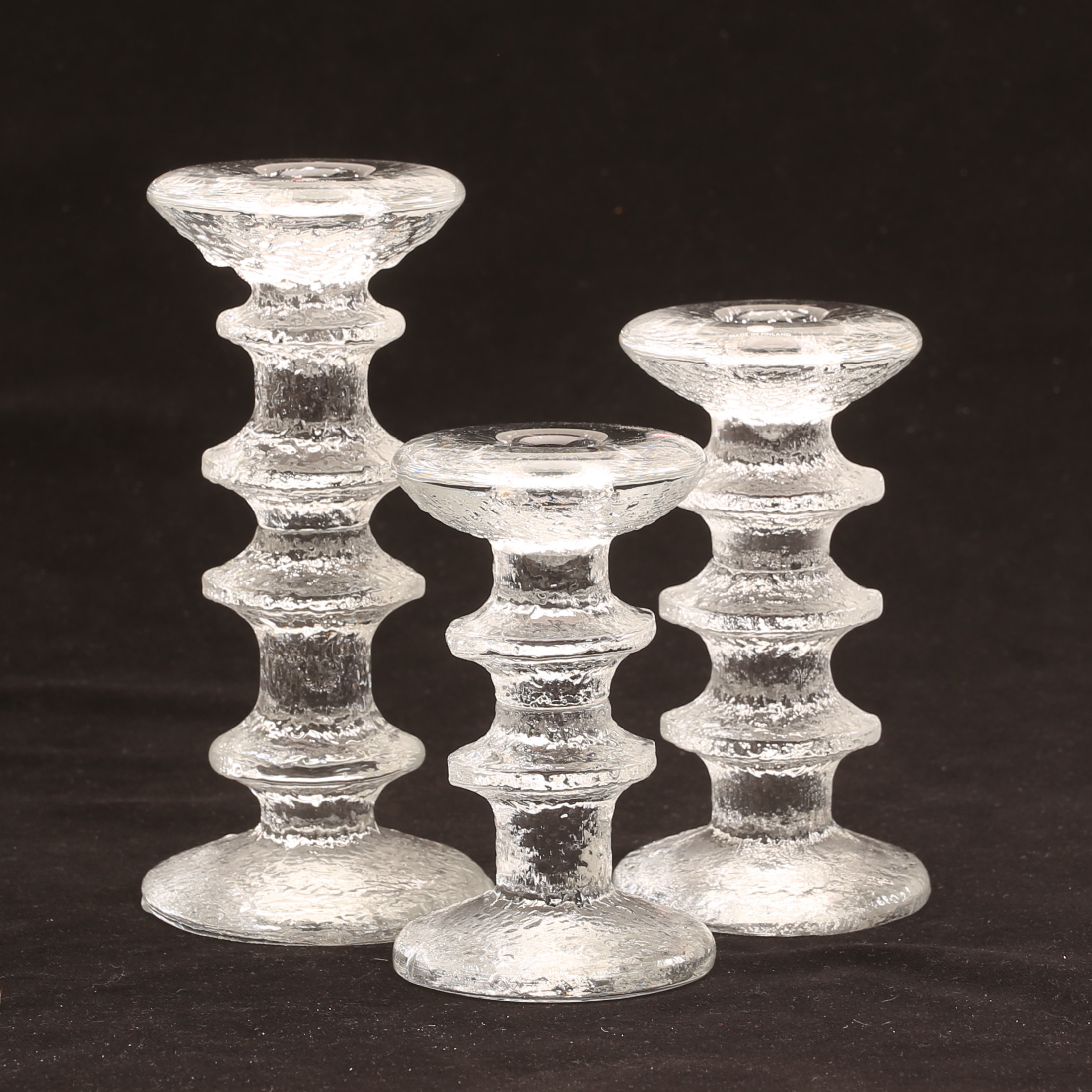 LJUSSTAKAR, 3 stycken, "Festivo", Timo Sarpaneva, Iittala Finland.