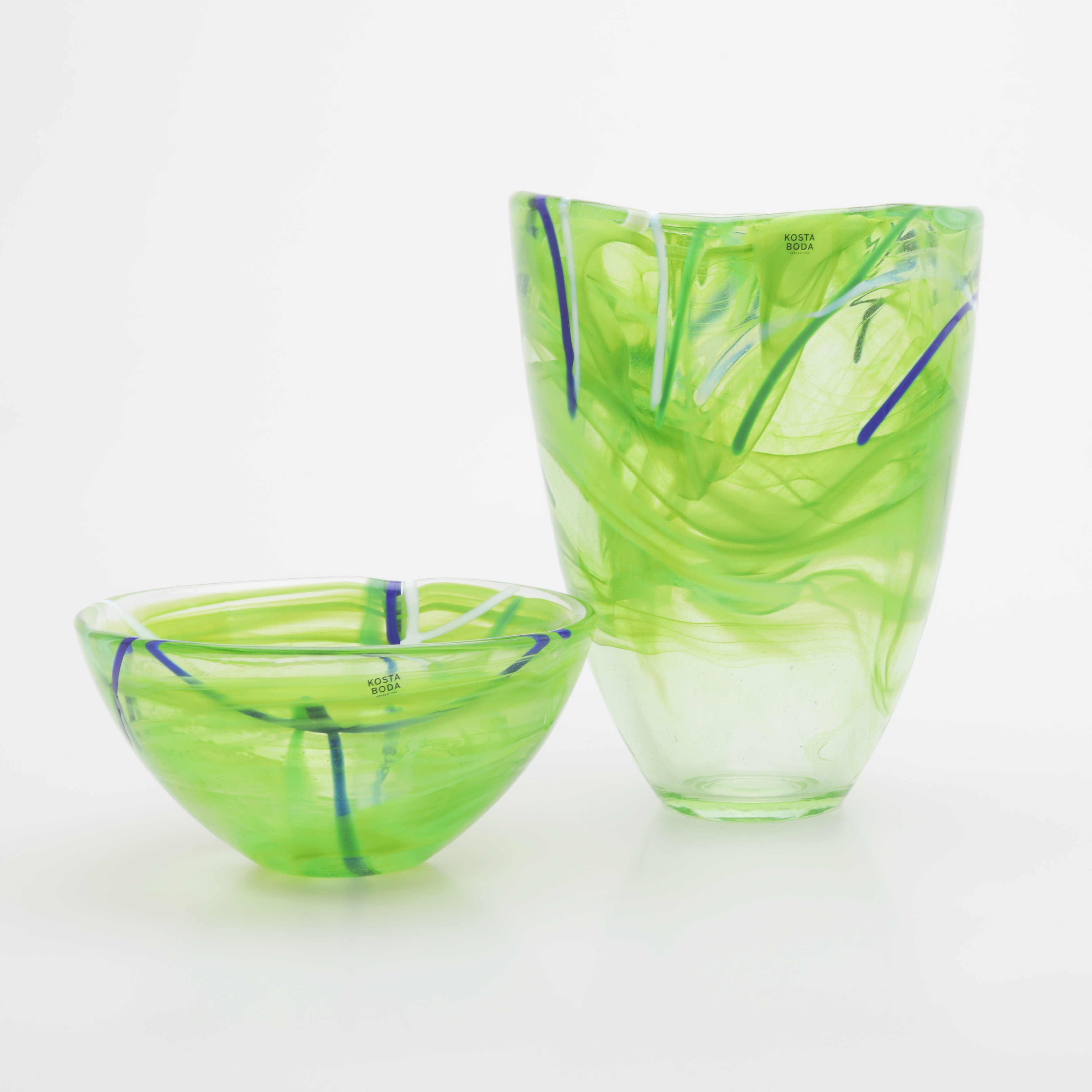 ANNA EHRNER. Vas samt skål, 2 delar, glas, "Contrast", Kosta Boda.