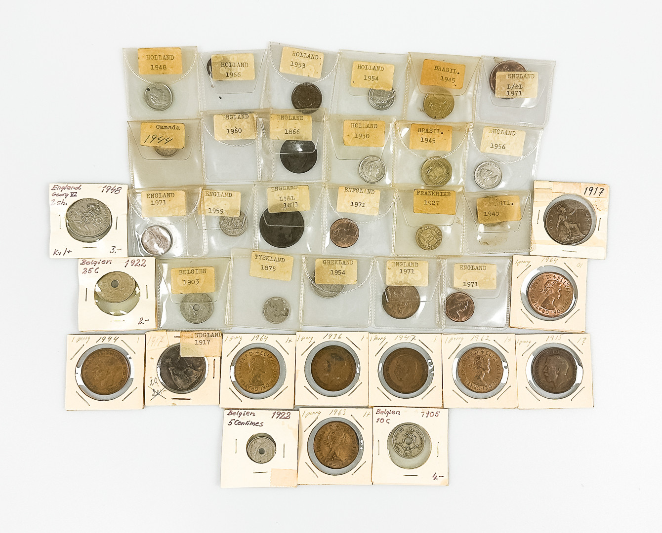 Parti Mynt. England, Belgien, Kanada, Brasilen, m fl.