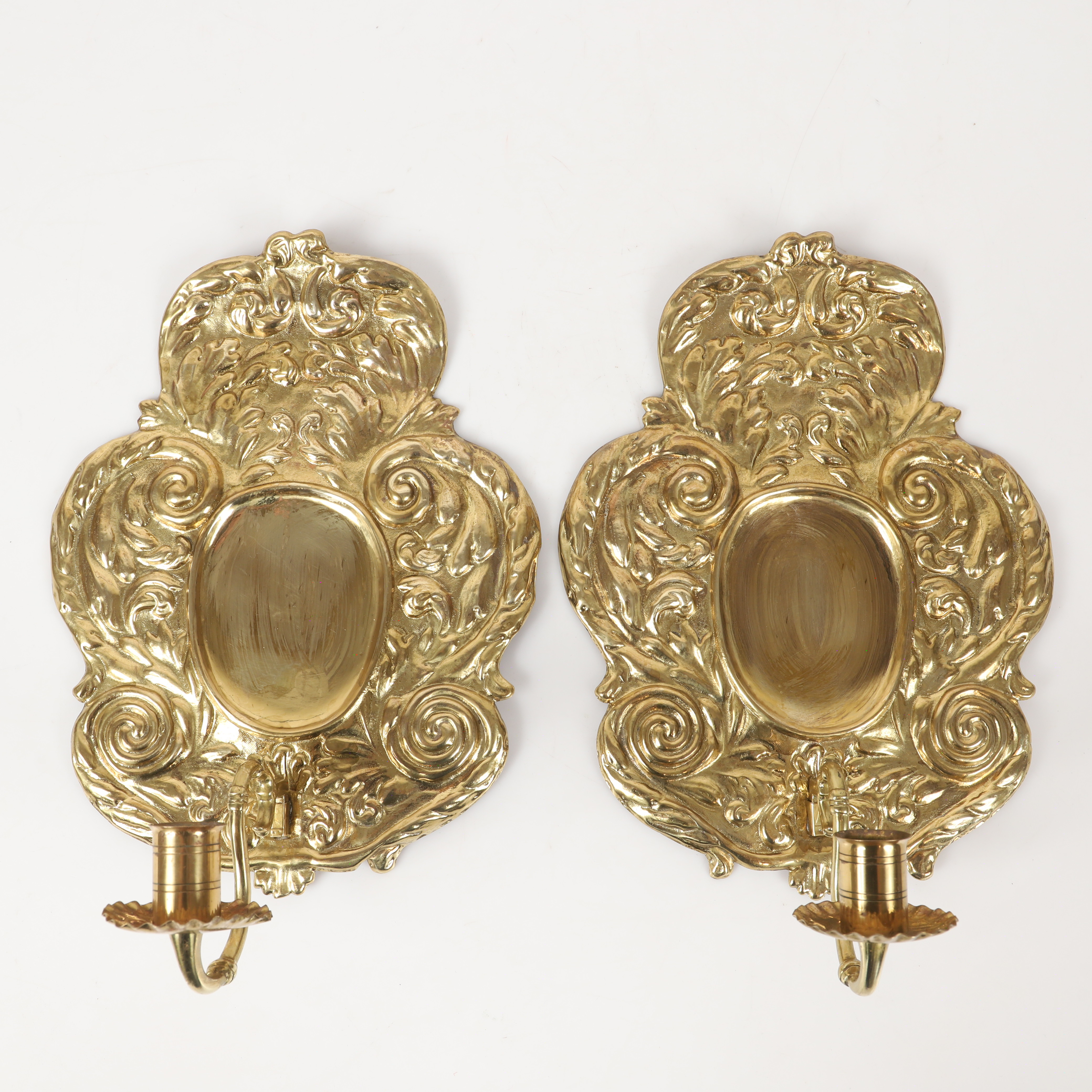 LJUSPLÅTAR, 1 par, mässing, 1900-tal.