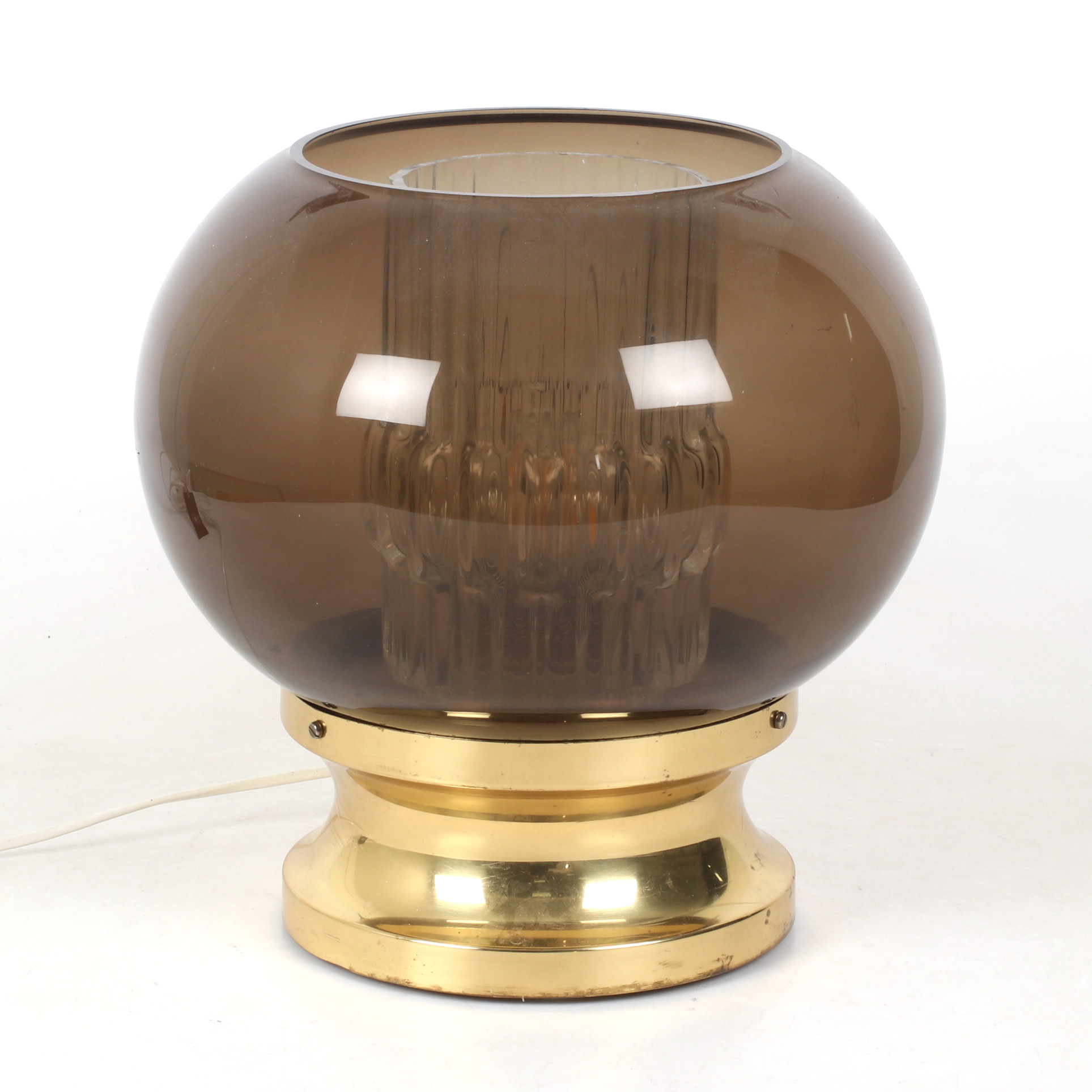 CARL FAGERLUND. Bordslampa, glas, metall, Orrefors, 1970-tal.