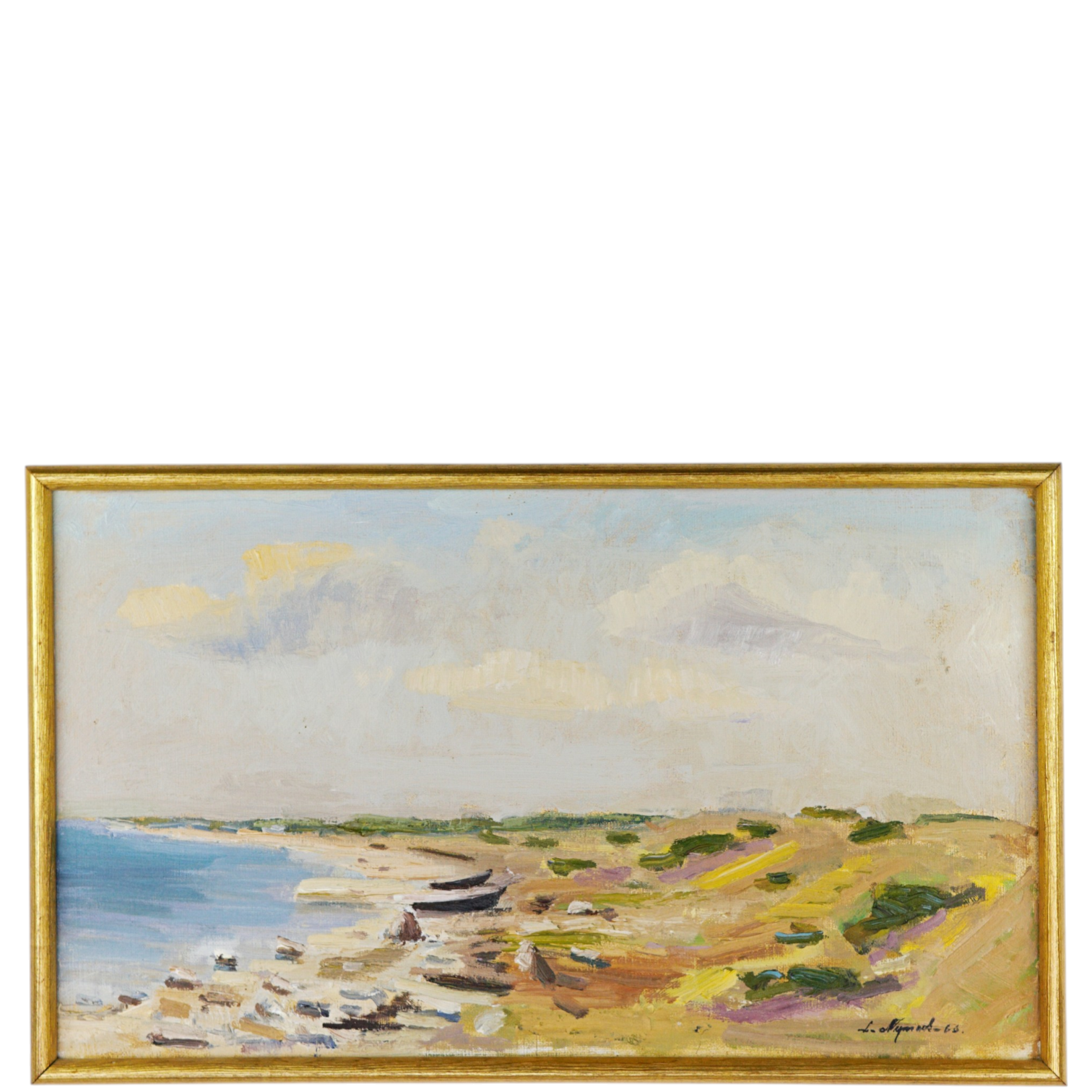 OIDENTIFIERAD KONSTNÄR. Olja på duk, "Kust, Öland", signerad, L Nymark, -66.