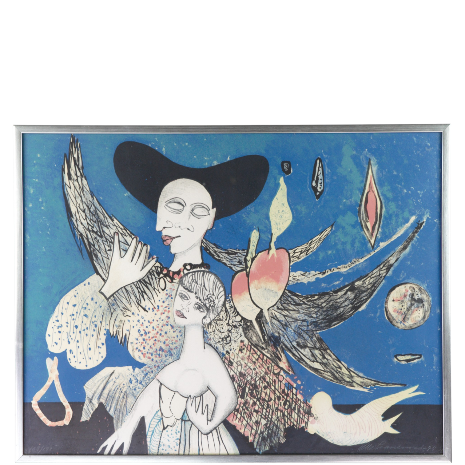 OLLE SVANLUND. Litografi, 169/198, figurkomposition, signerad, -77.