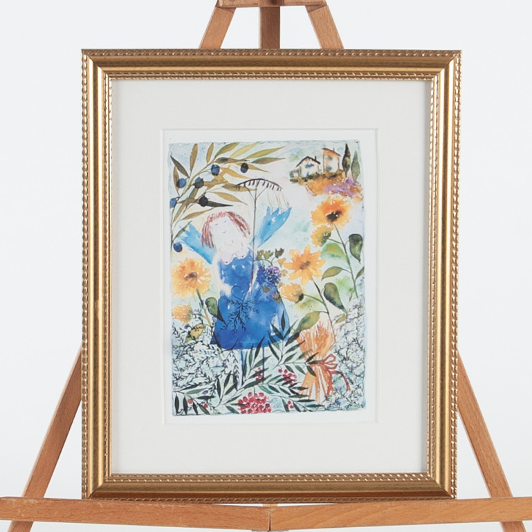 LENA LINDERHOLM. "Solrosängel", offsettryck, signerad i tryck.