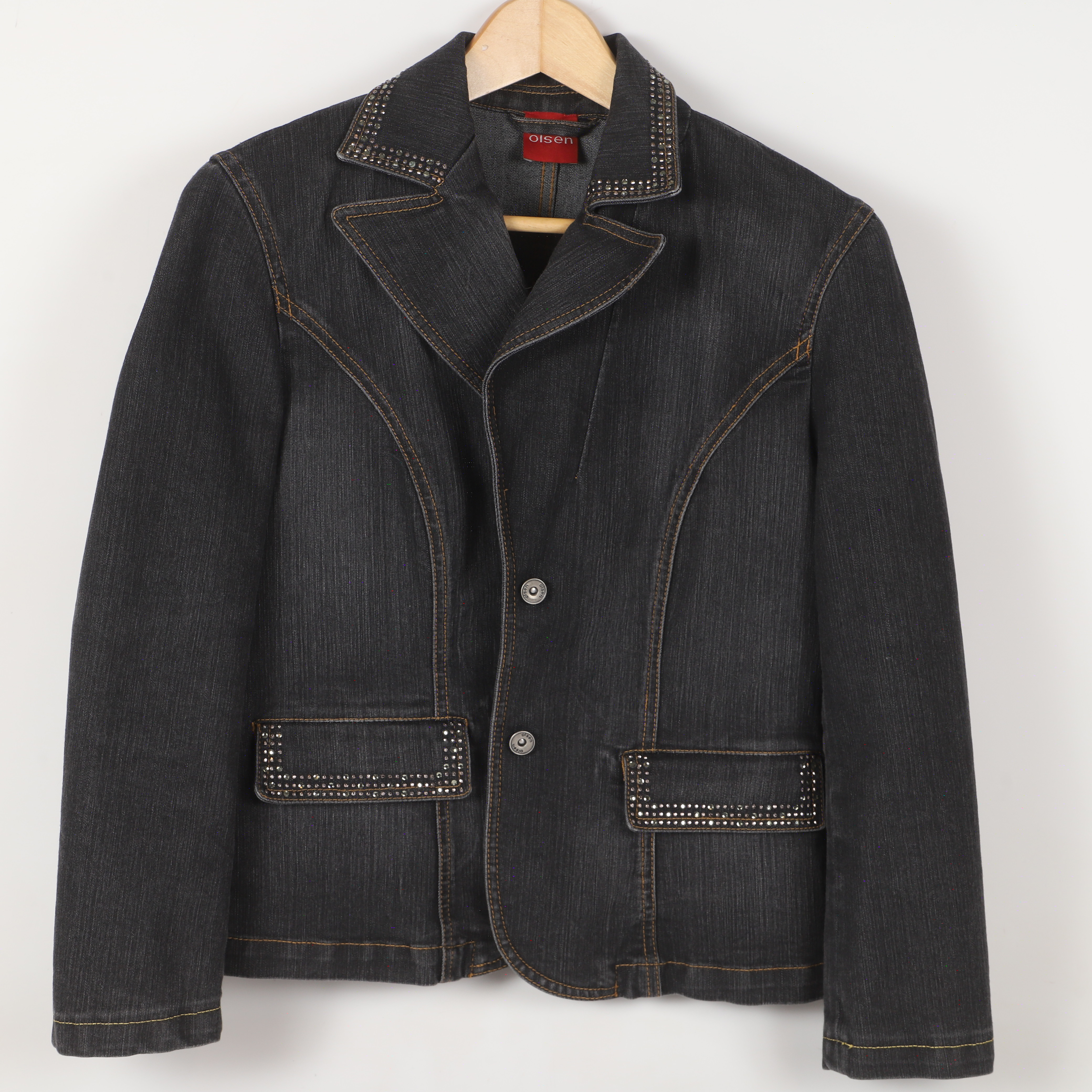 KAVAJ, dammodell, denim med paljetter, Olsen, Tyskland, 2000-tal.