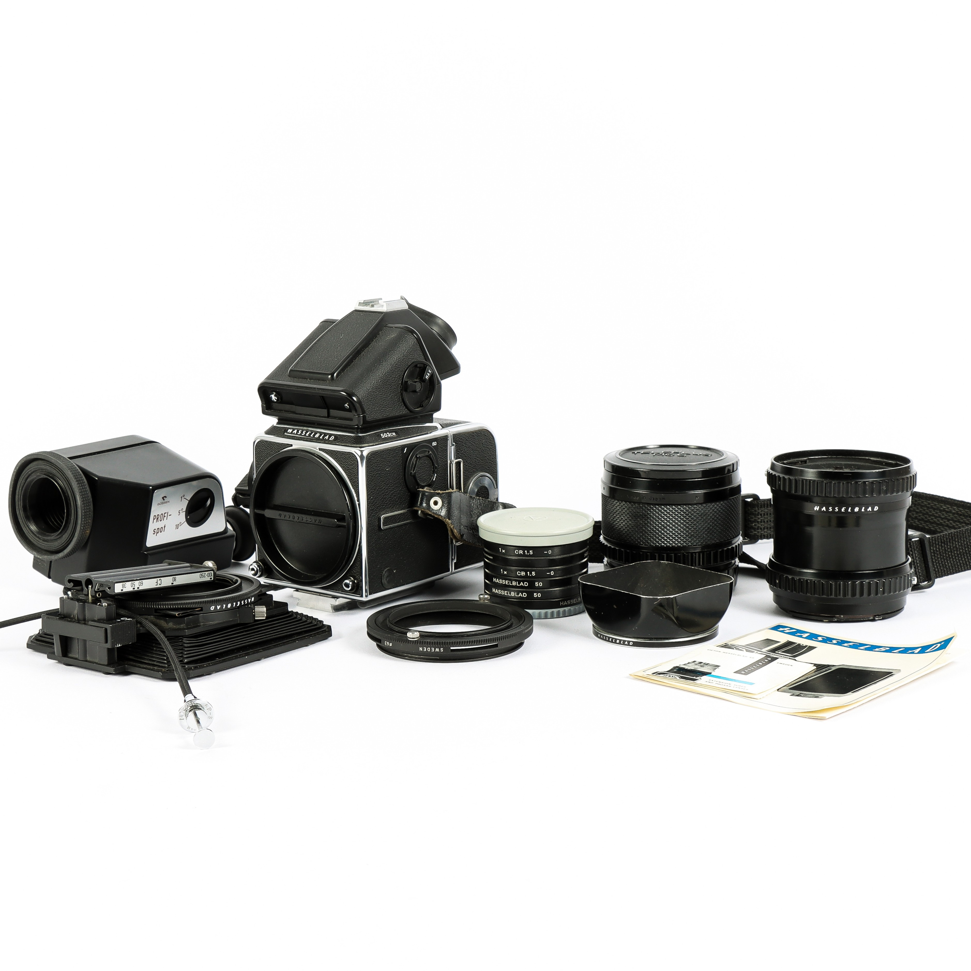 HASSELBLAD 503 CW Med CW Winder, väska och diverse tillbehör. Årsmodell 1996.