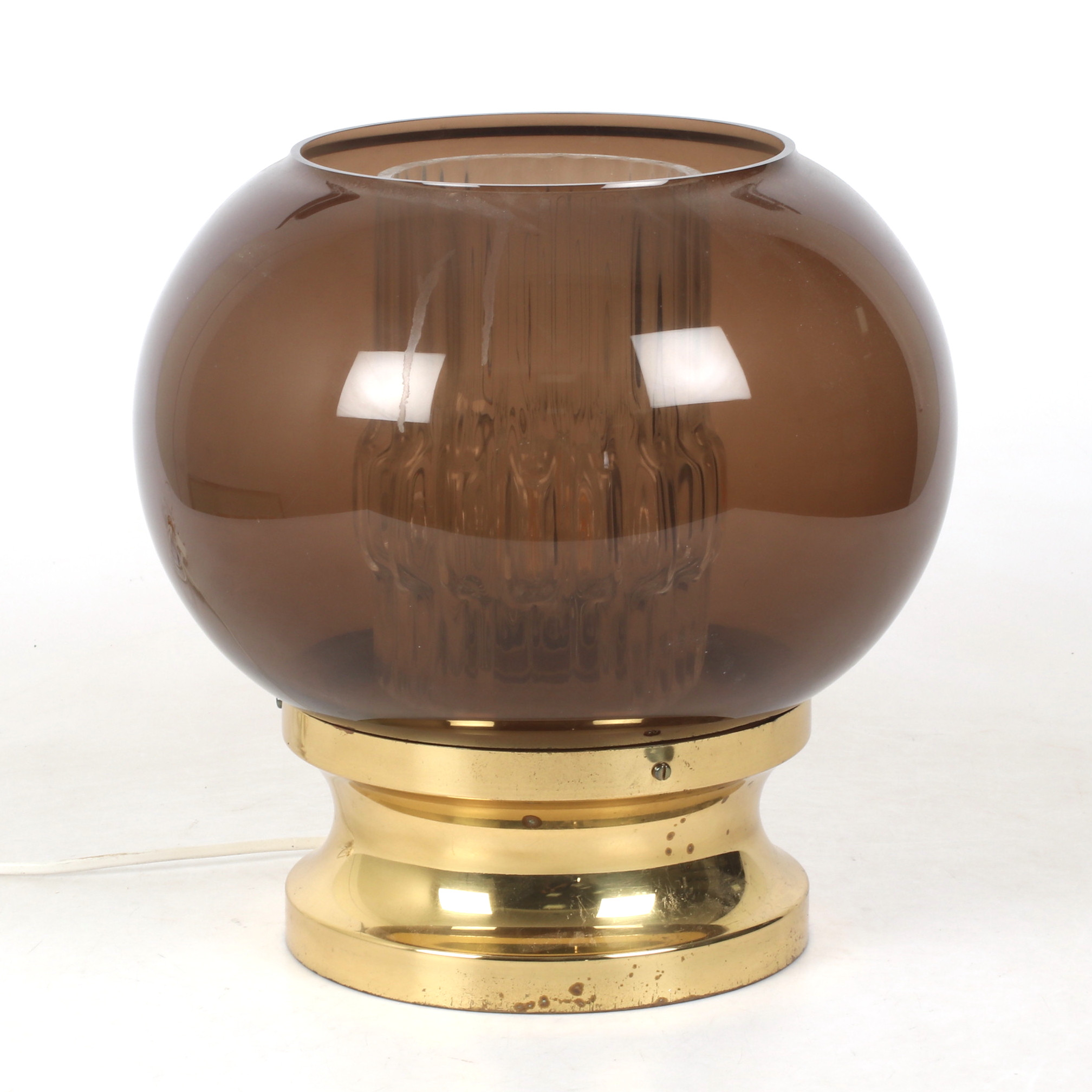 CARL FAGERLUND. Bordslampa, glas, metall, Orrefors, 1970-tal.