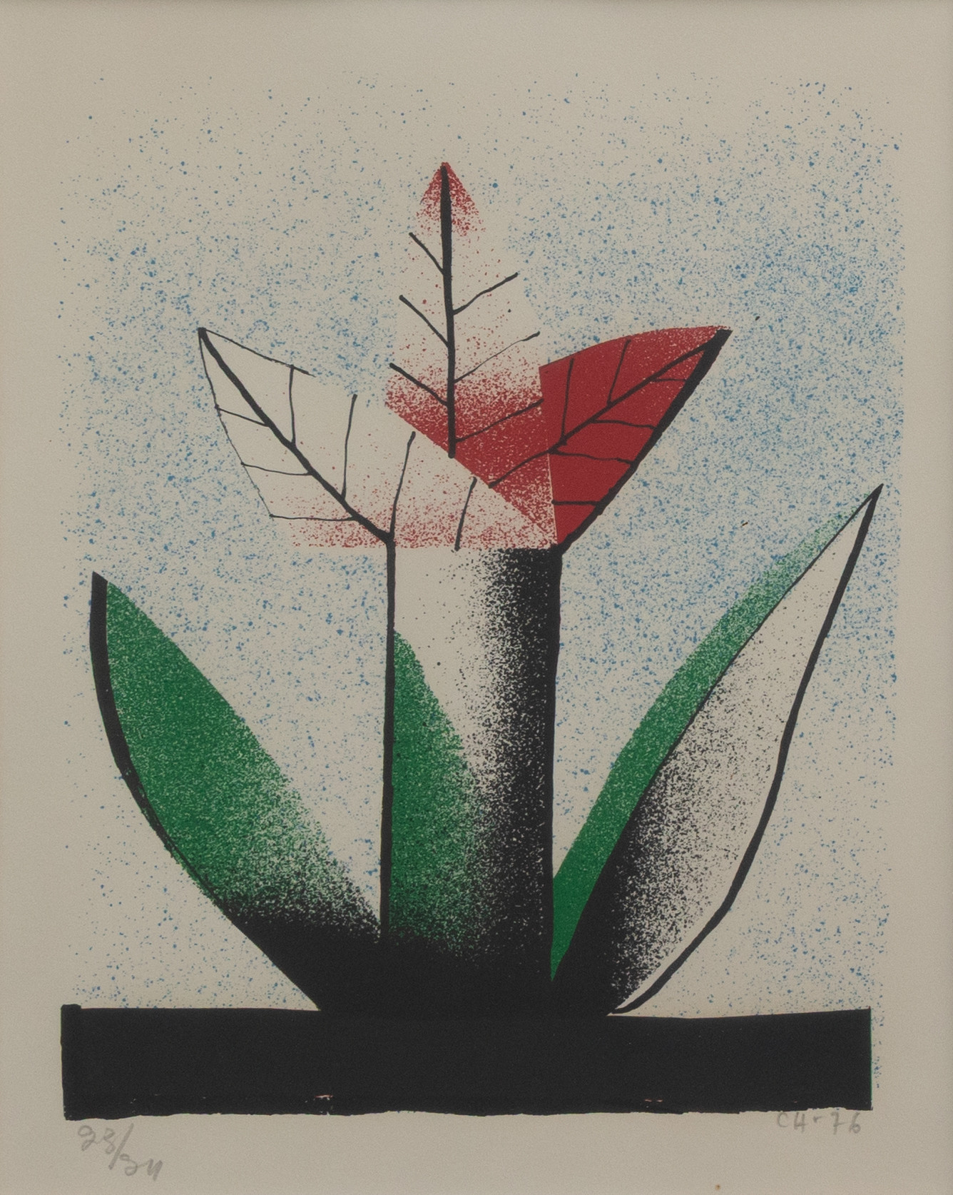 CURT HILFON. BLOMSTERMOTIV, serigrafi, nr 23/34, Monograsignerad och daterad -76.