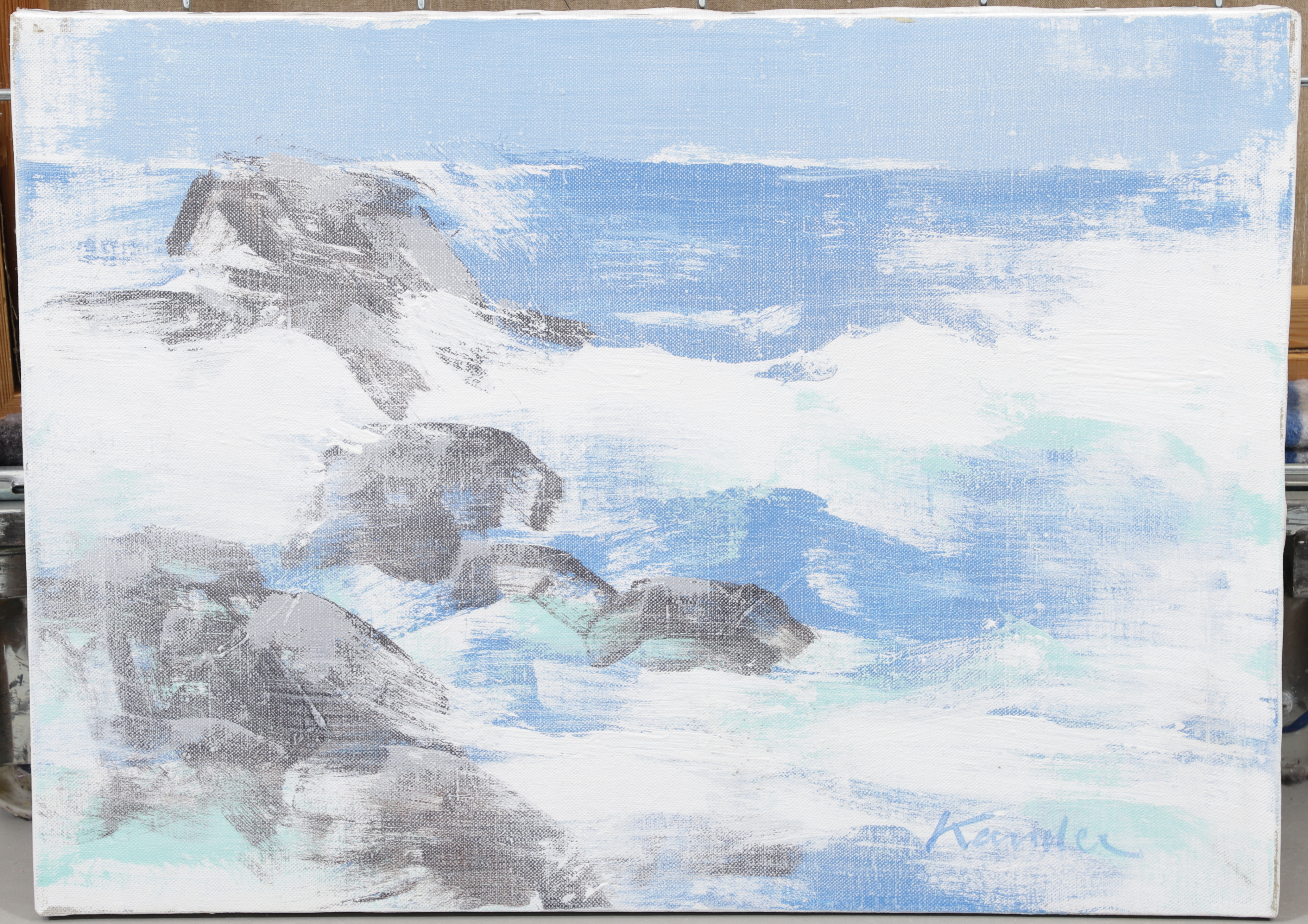 LEIF KANDER. Havsmotiv, olja på duk, signerad och daterad a tergo -84.