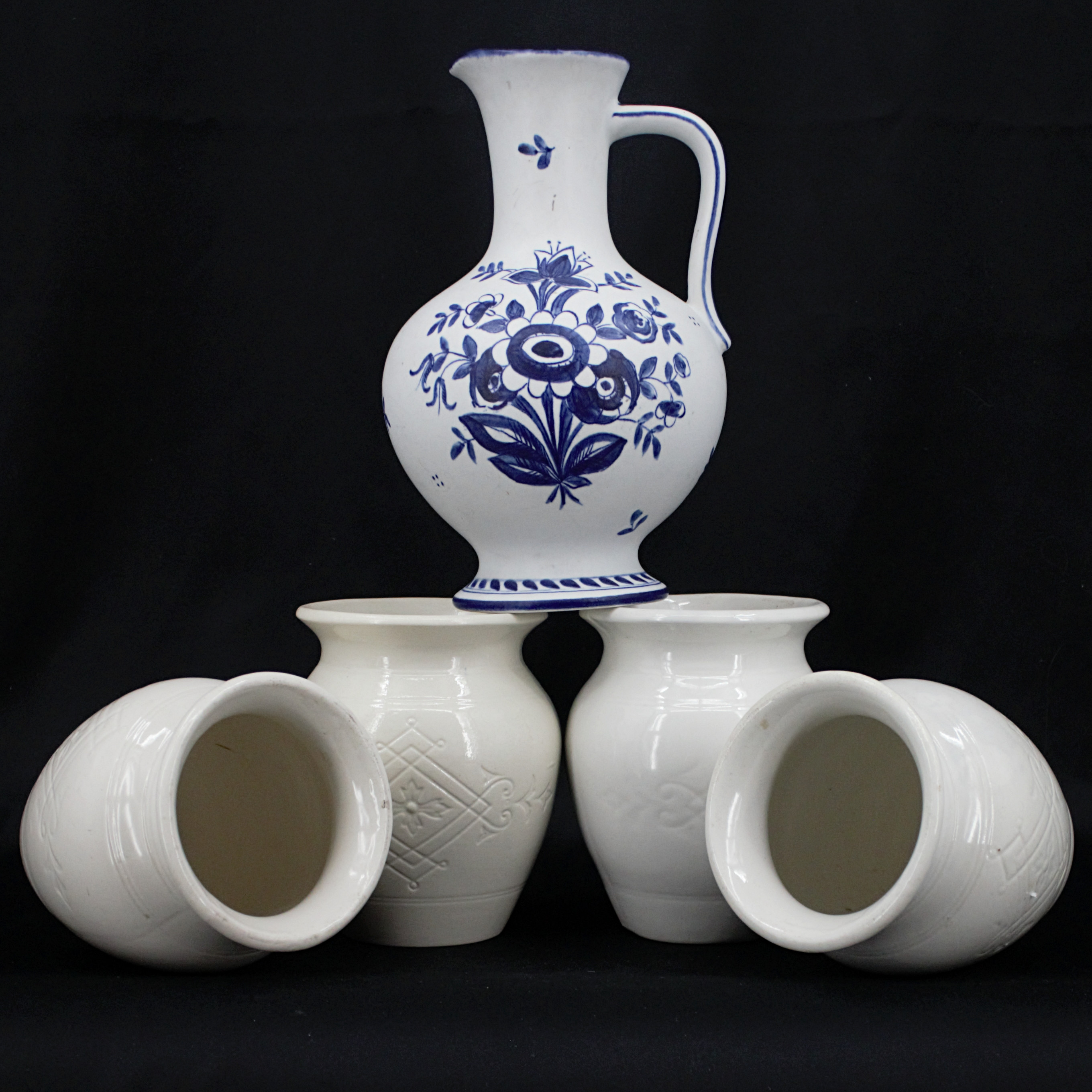 KANNA och KRUS, 5 delar, bl.a. Lars Thorén, stengods, Rörstrand och Gustavsberg, 1900-tal.