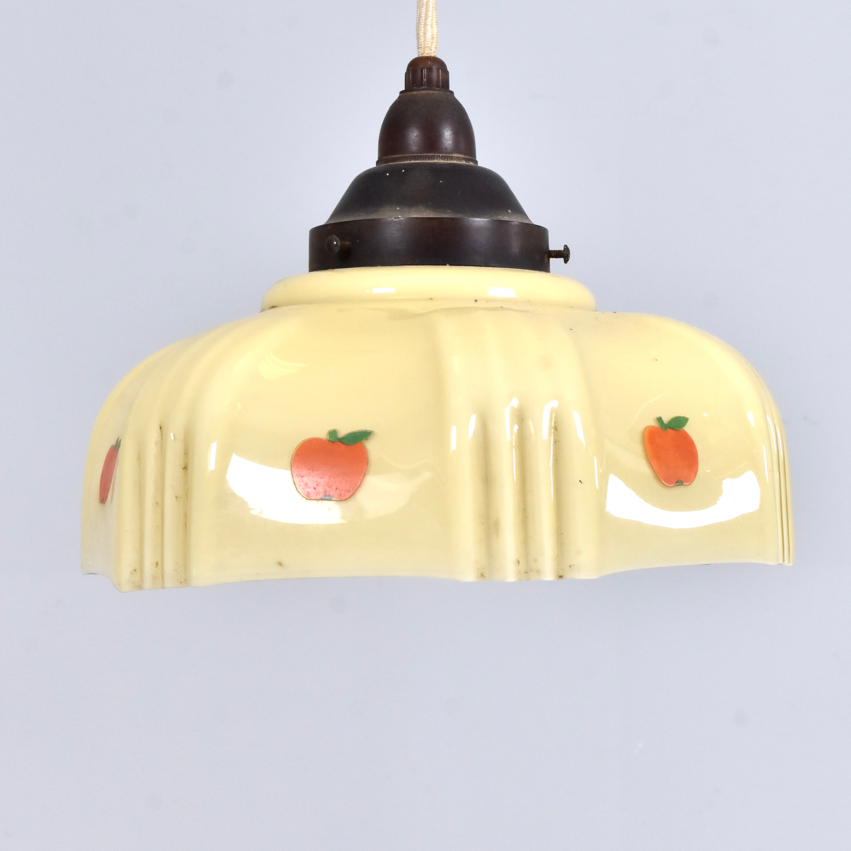 TAKLAMPA, bemålat glas, Funkis, 1920/30-tal.