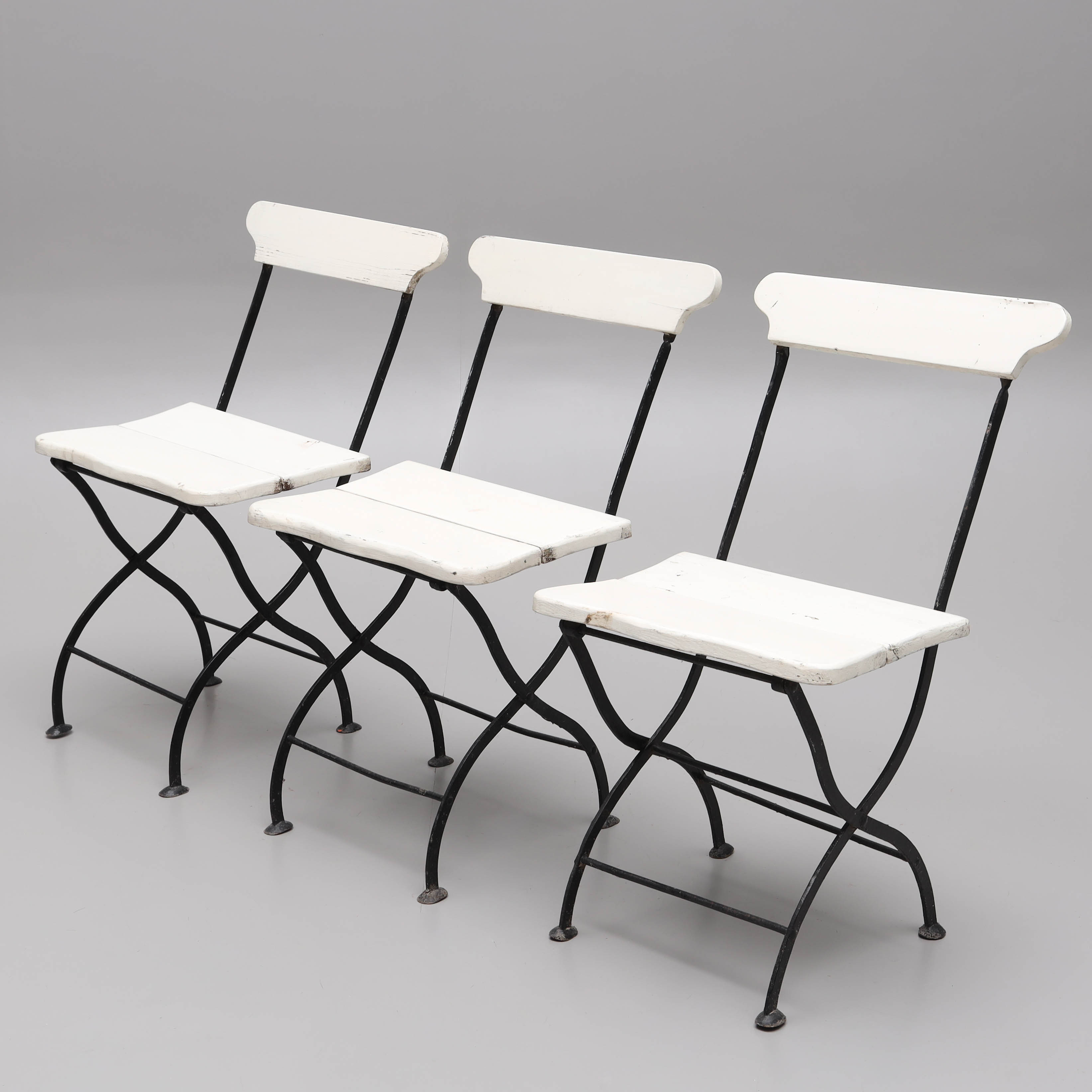 TRÄDGÅRDSSTOLAR, 3 st, bryggerimodell, 1900-tal.