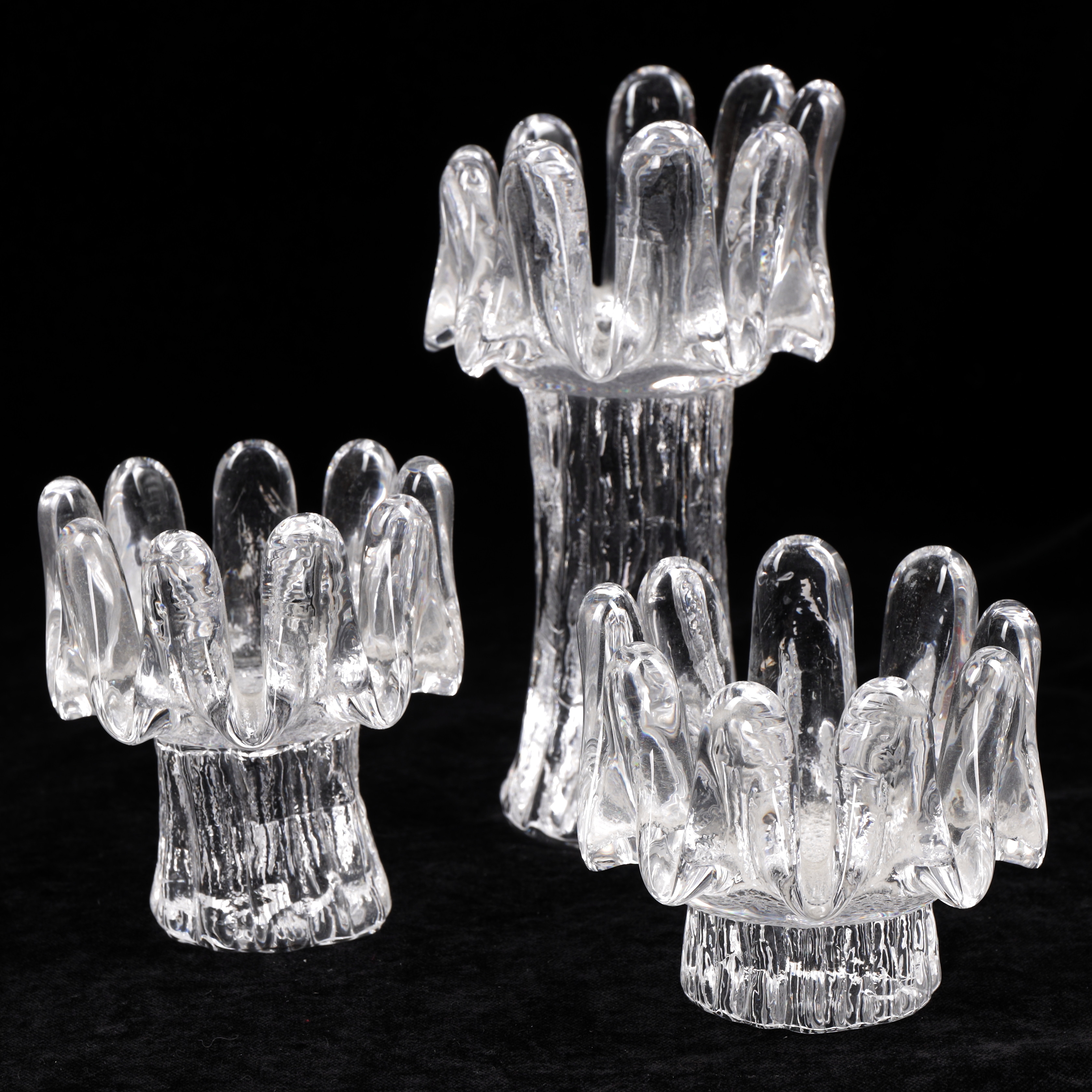 GÖRAN WÄRFF. Ljuslyktor, 3 st, glas, "Solrosen", Kosta Boda.