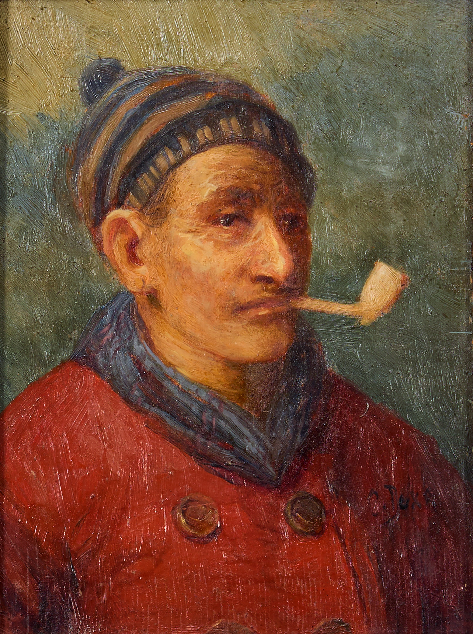 CARL DUXA. Porträtt av man med pipa.