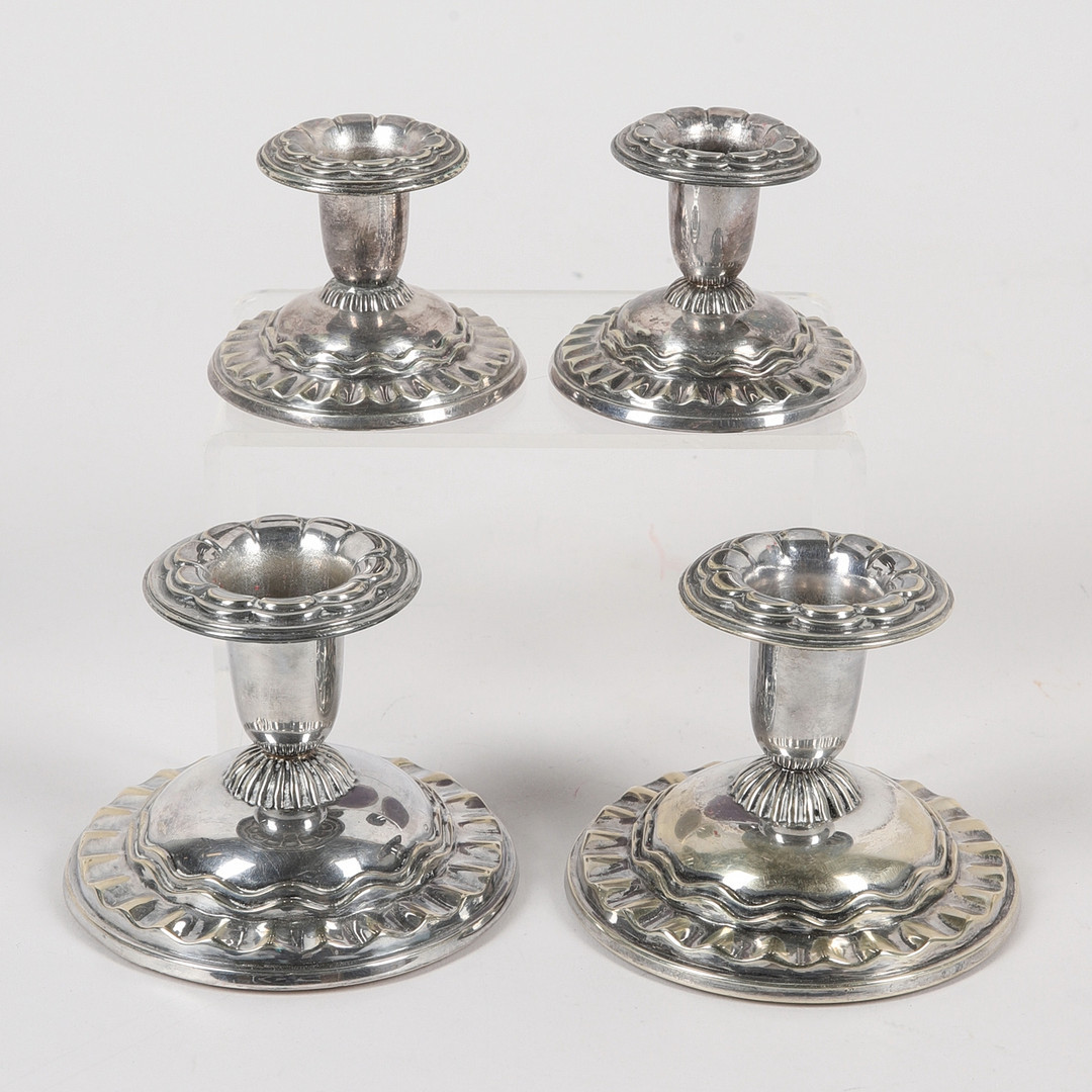 LJUSSTAKAR, 4 st, silverplätering, 1900-tal.