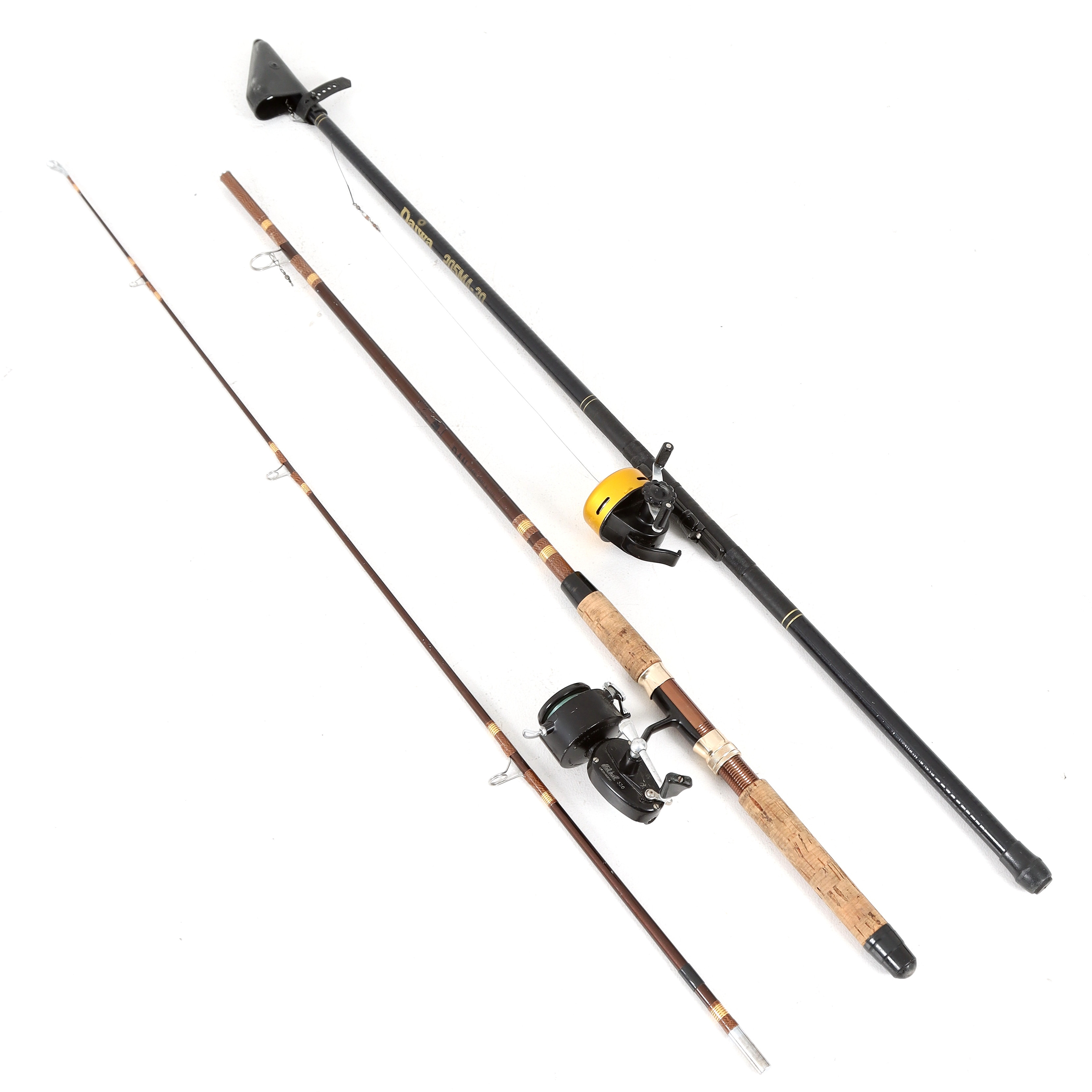 FISKESPÖN, med rullar, 2 st, Daiwa & Ran, 1900-tal.