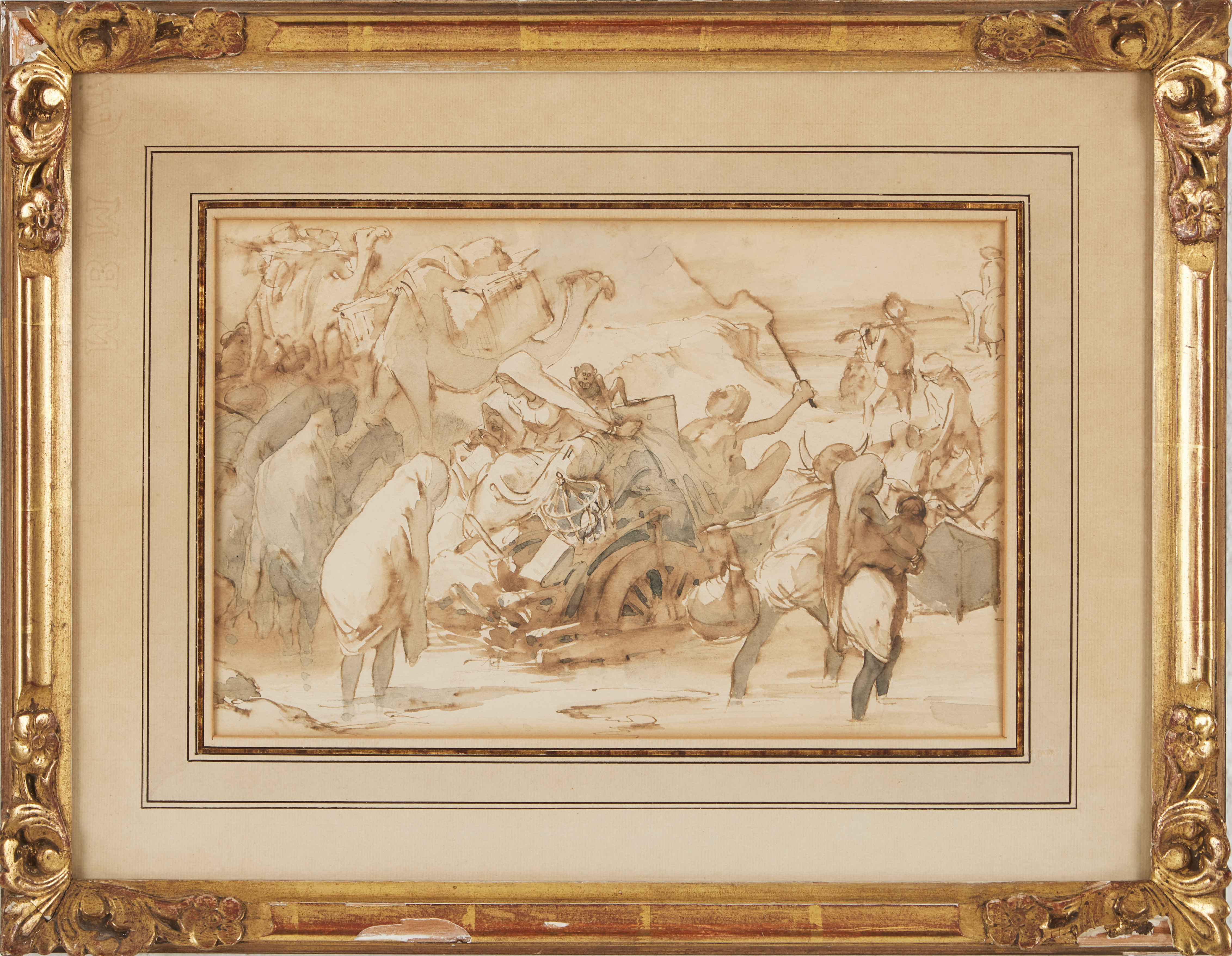 EGRON LUNDGREN. Motiv från Indien, tush och akvarell, 1858-1859, intygas á tergo.